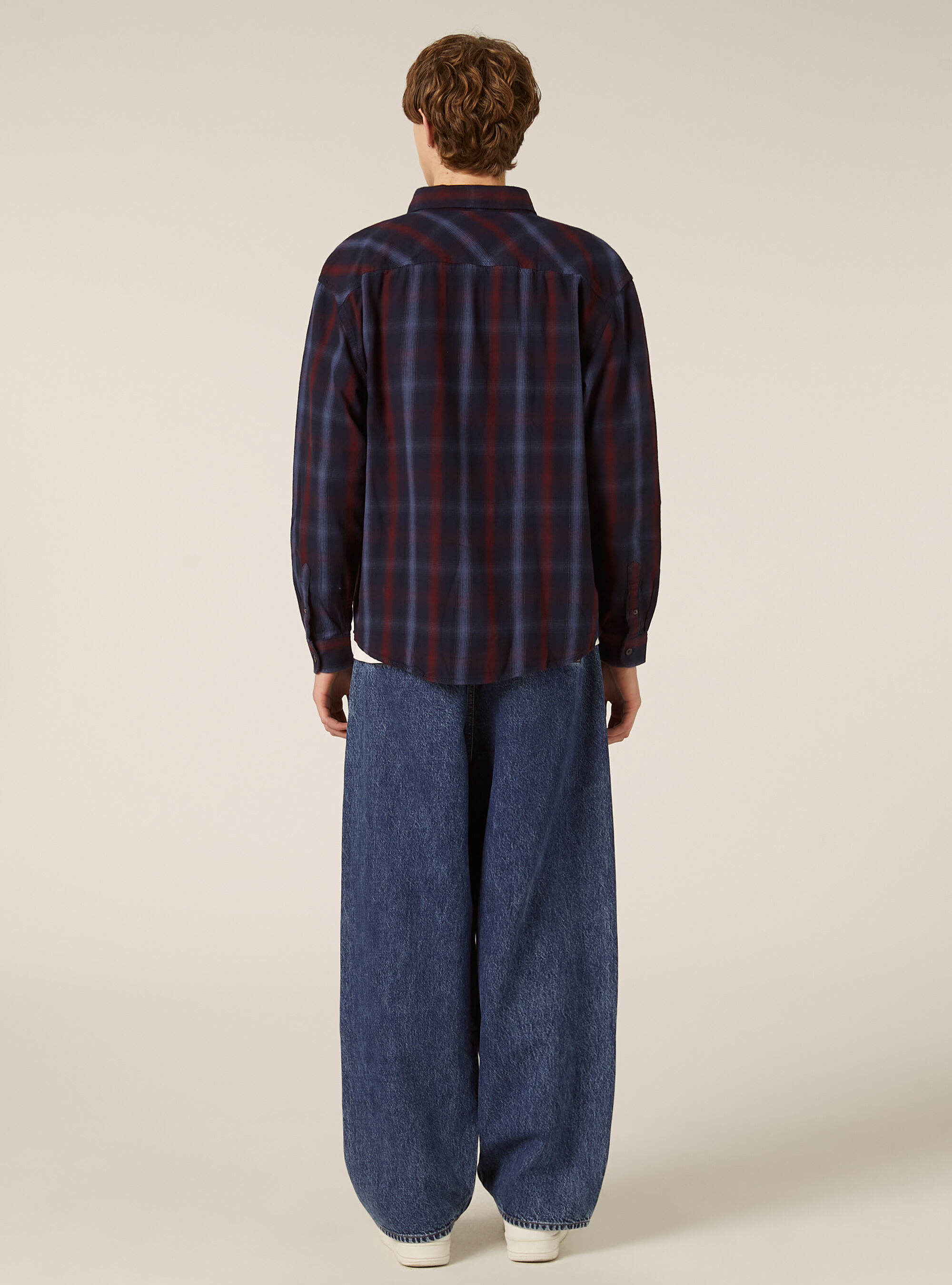 Oversized checked shirt, NA1 NAVY DARK