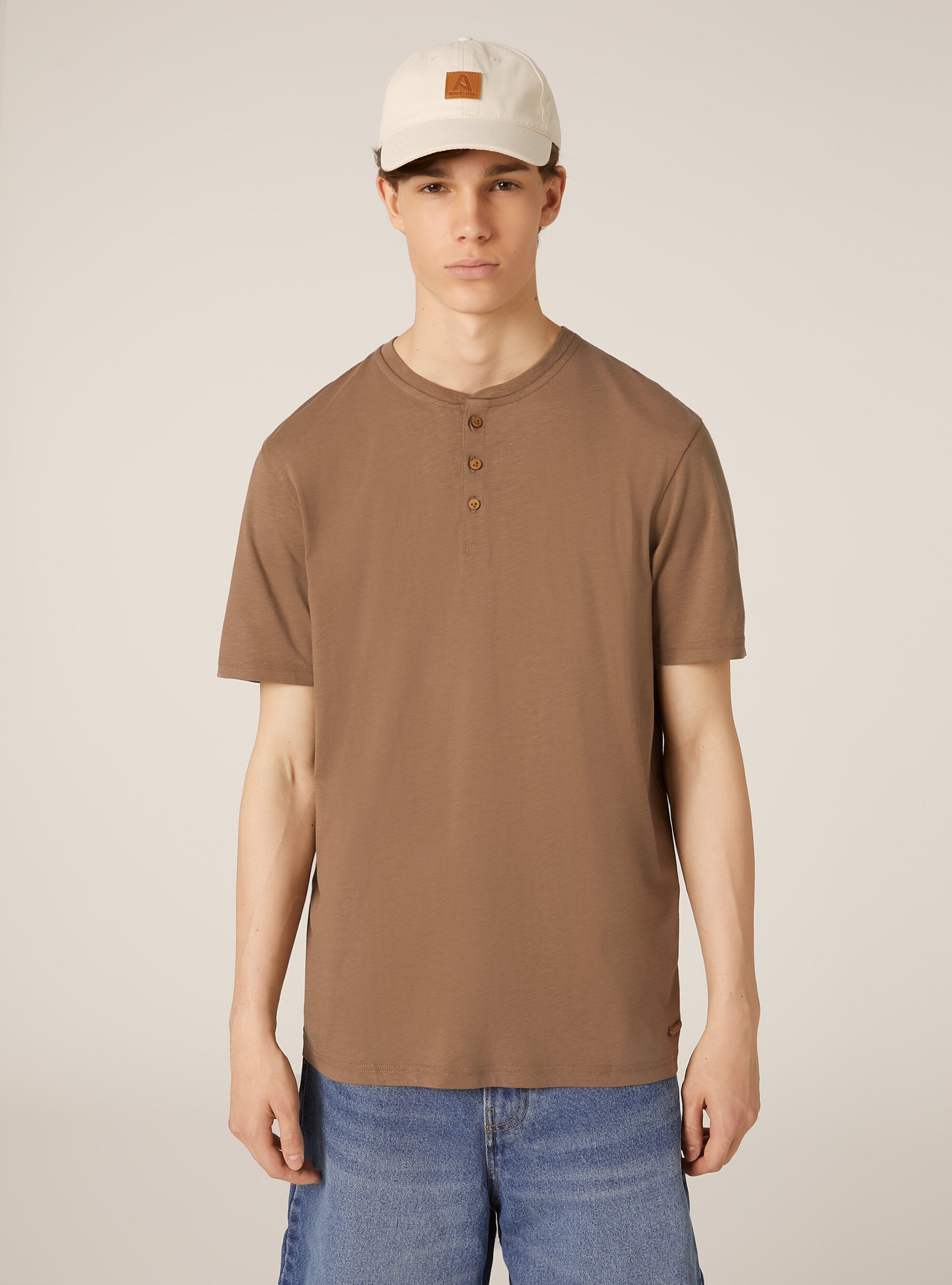 T-shirt en coton serafino, BR2 BROWN MEDIUM