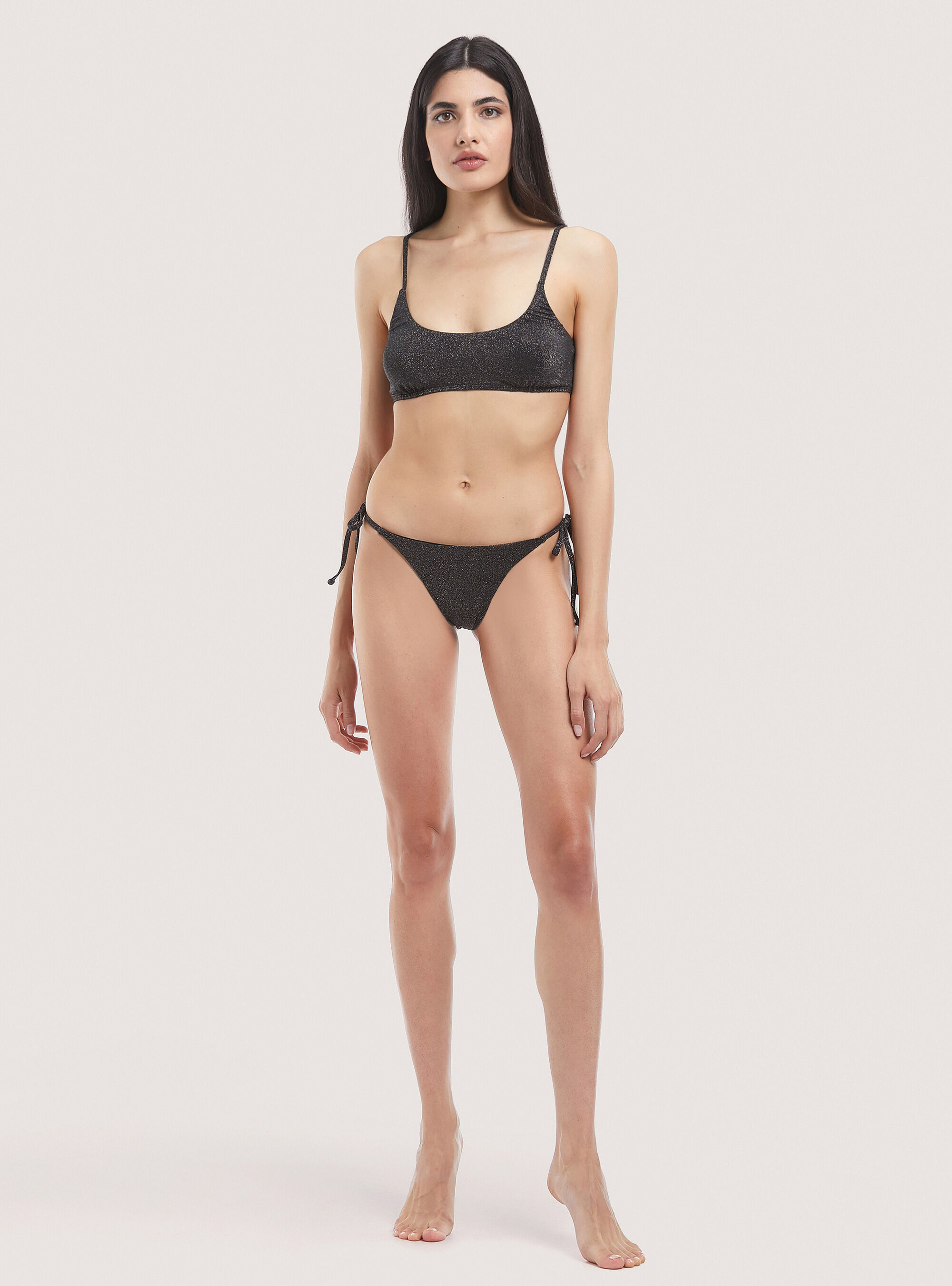 Bikini briefs in recycled fabric, BLACK