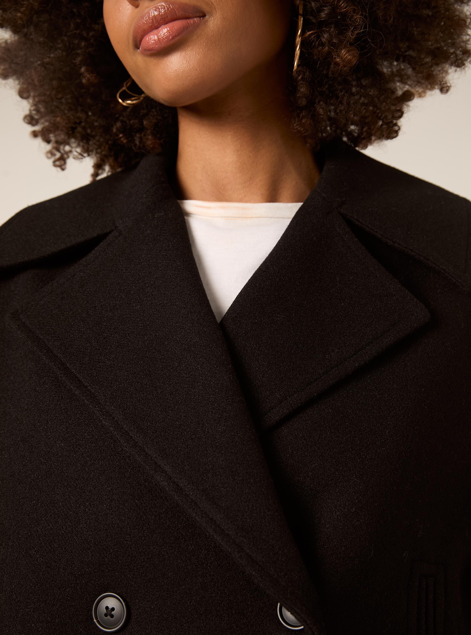 Short wool coat, BK1 BLACK