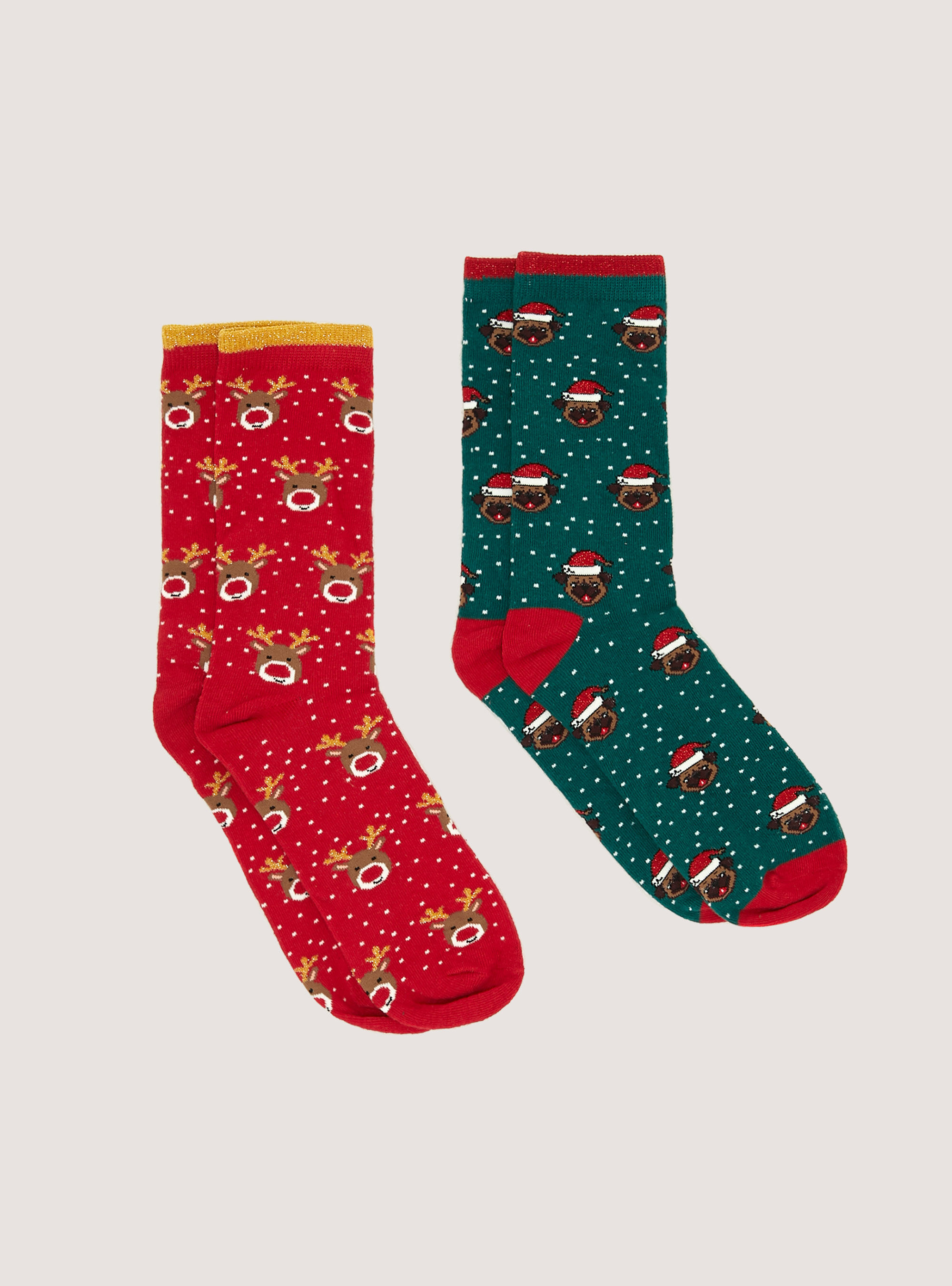 Set of 2 pairs of Christmas socks, REIN REINDEER