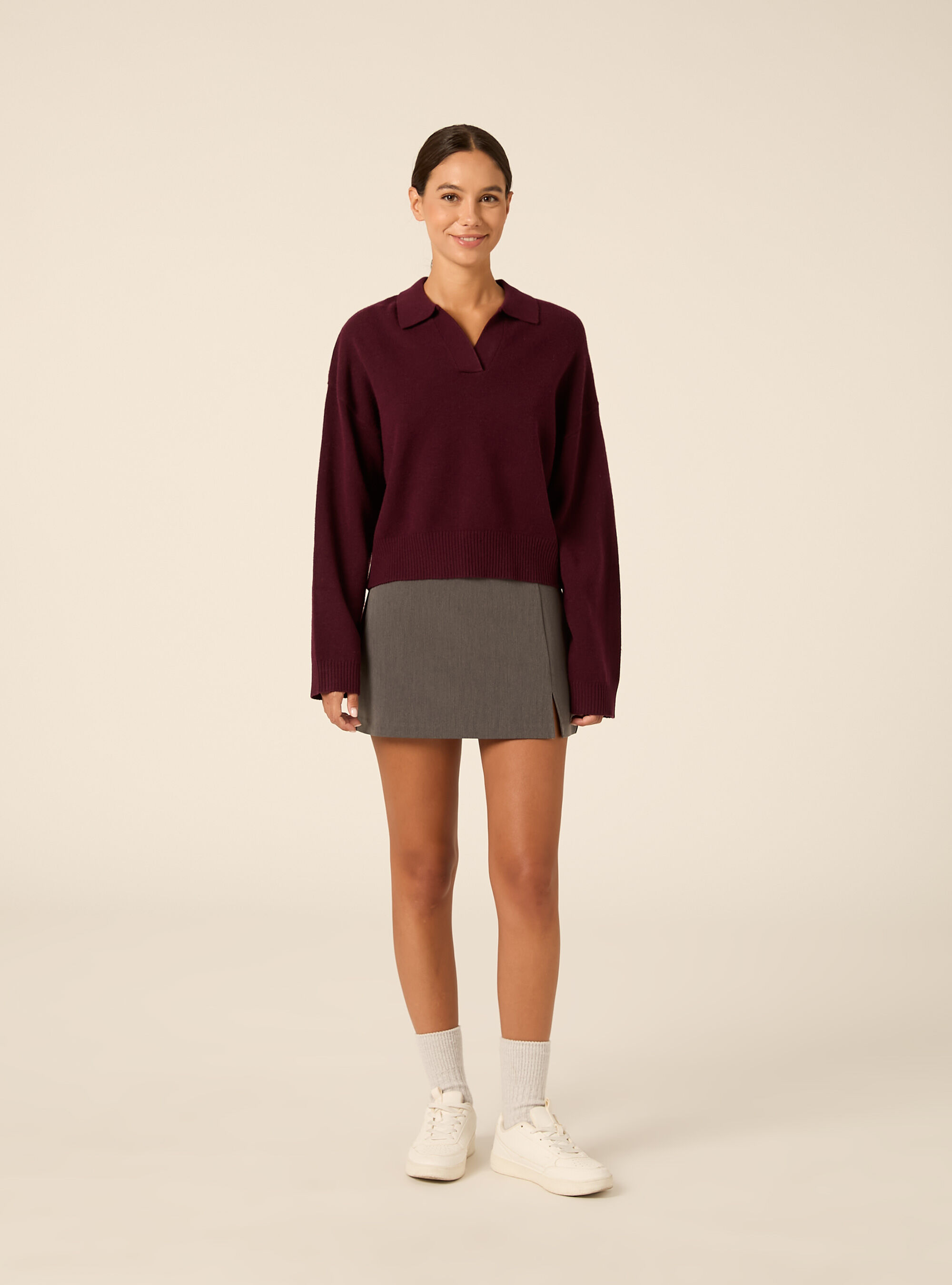 Maglia con collo a polo, BO1 BORDEAUX DARK