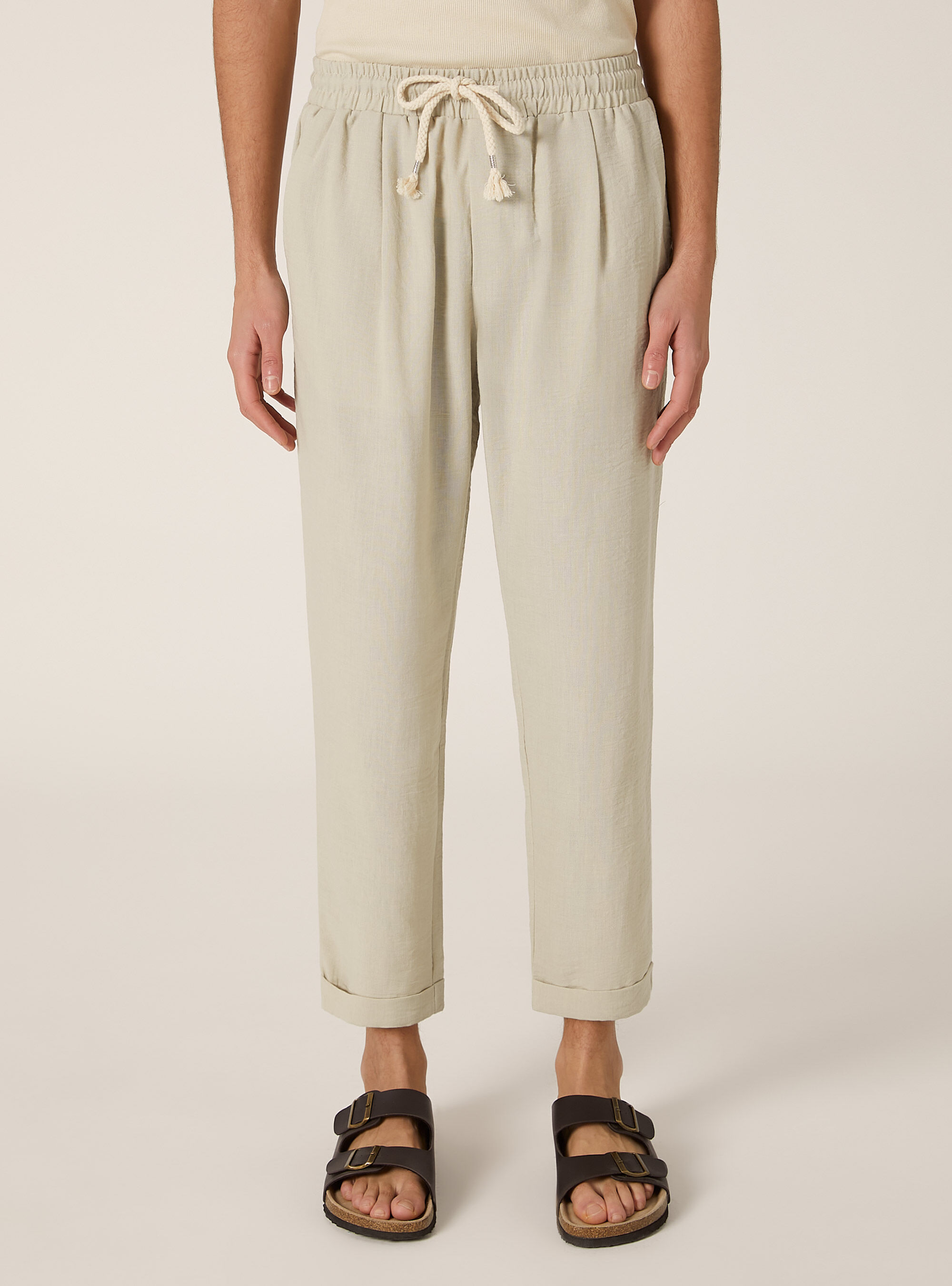 Lightweight joggers with elastic waistband, BG3 BEIGE LIGHT