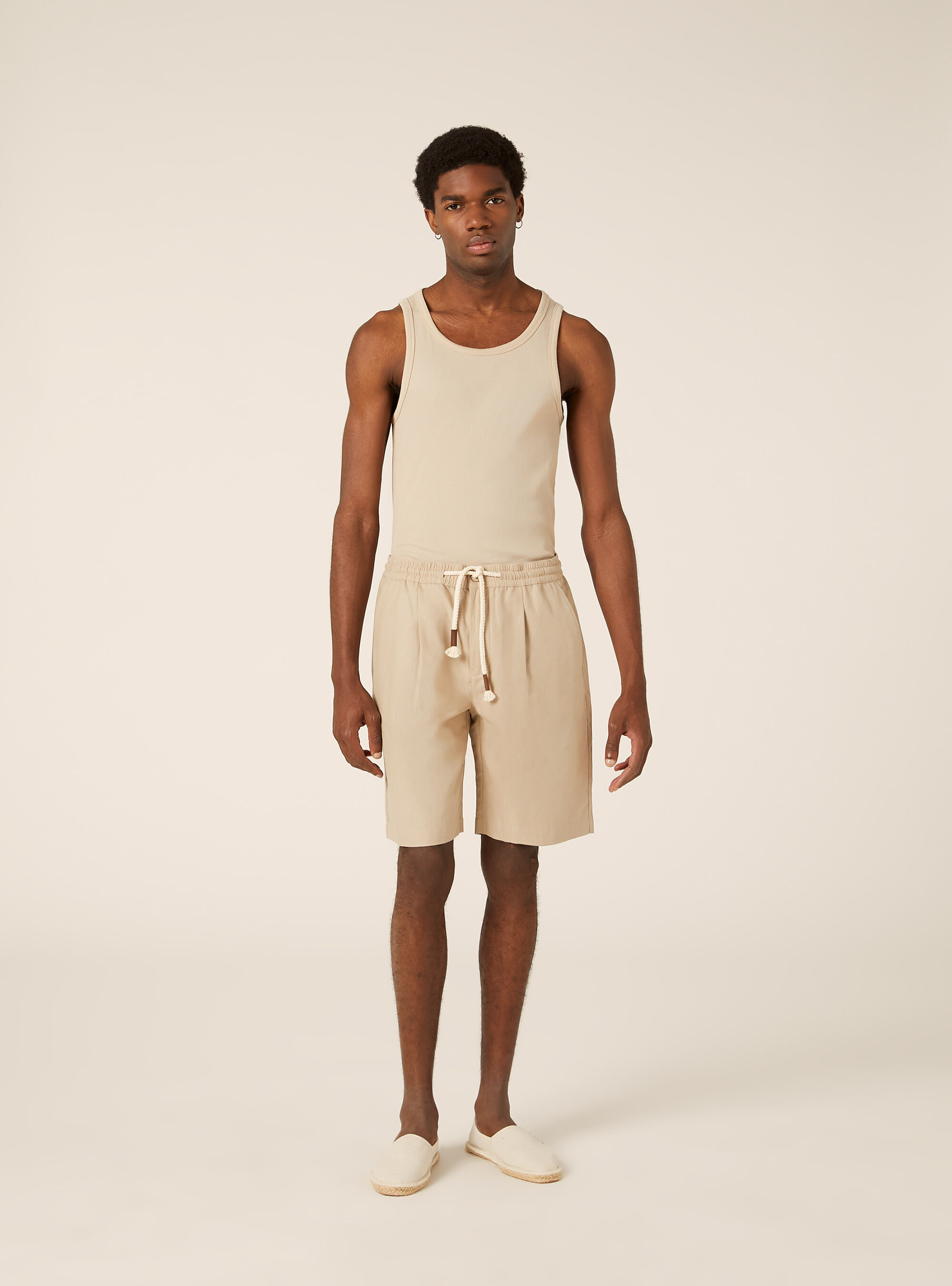 Leinen-Bermudas mit Kordelzug