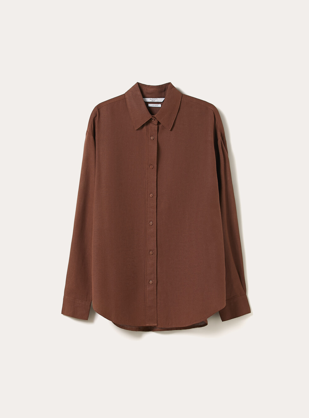 Linen-blend shirt, BR2 BROWN MEDIUM