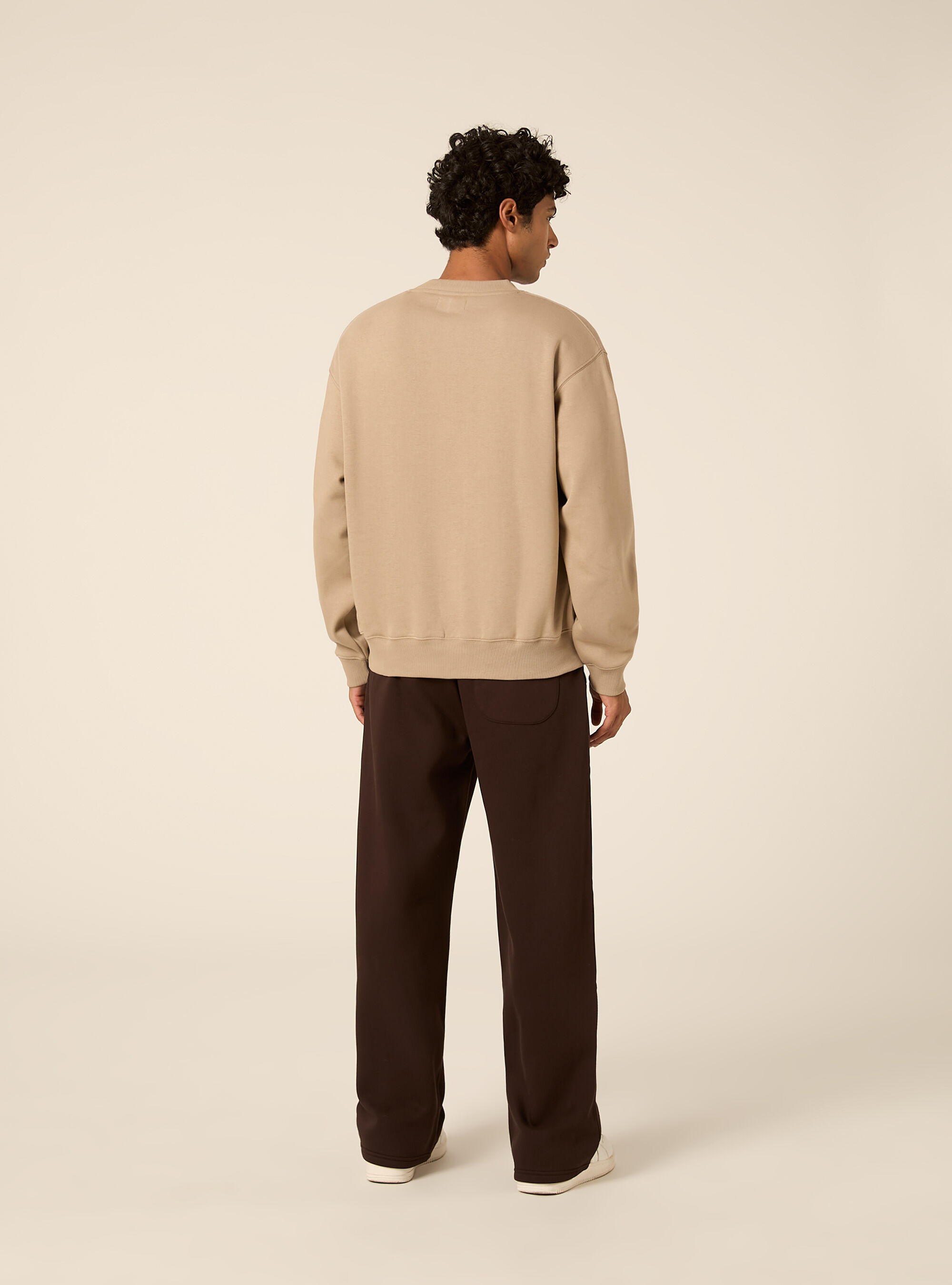 Felpa girocollo basica boxy fit, BG2 BEIGE MEDIUM