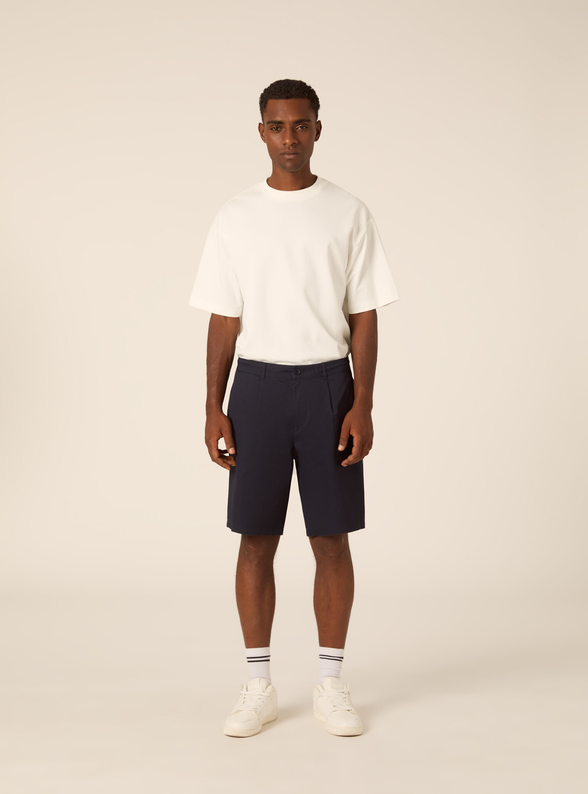 Regular Fit Pleated Chino Bermuda Shorts