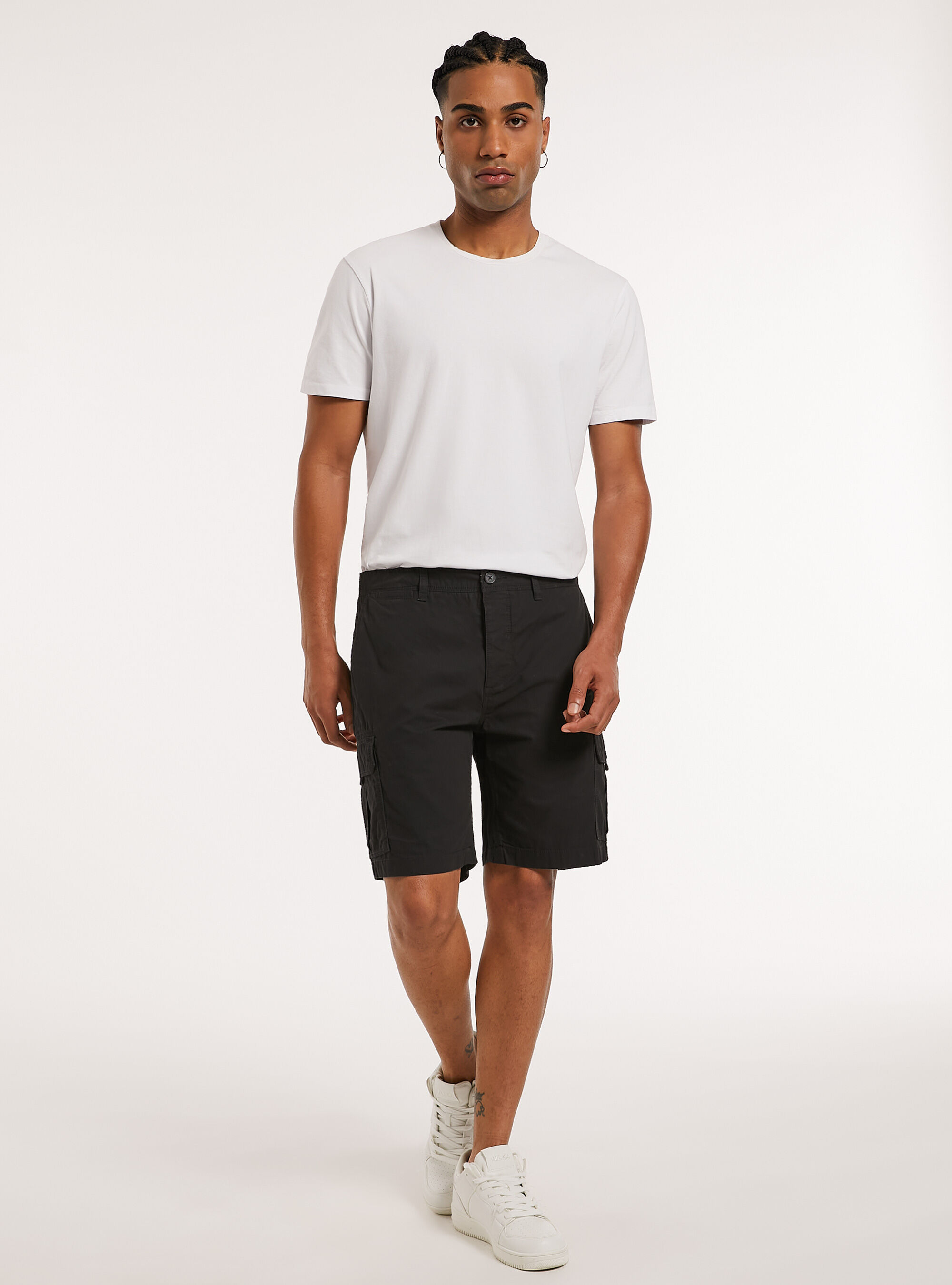 Bermuda cargo en coton, BK1 BLACK