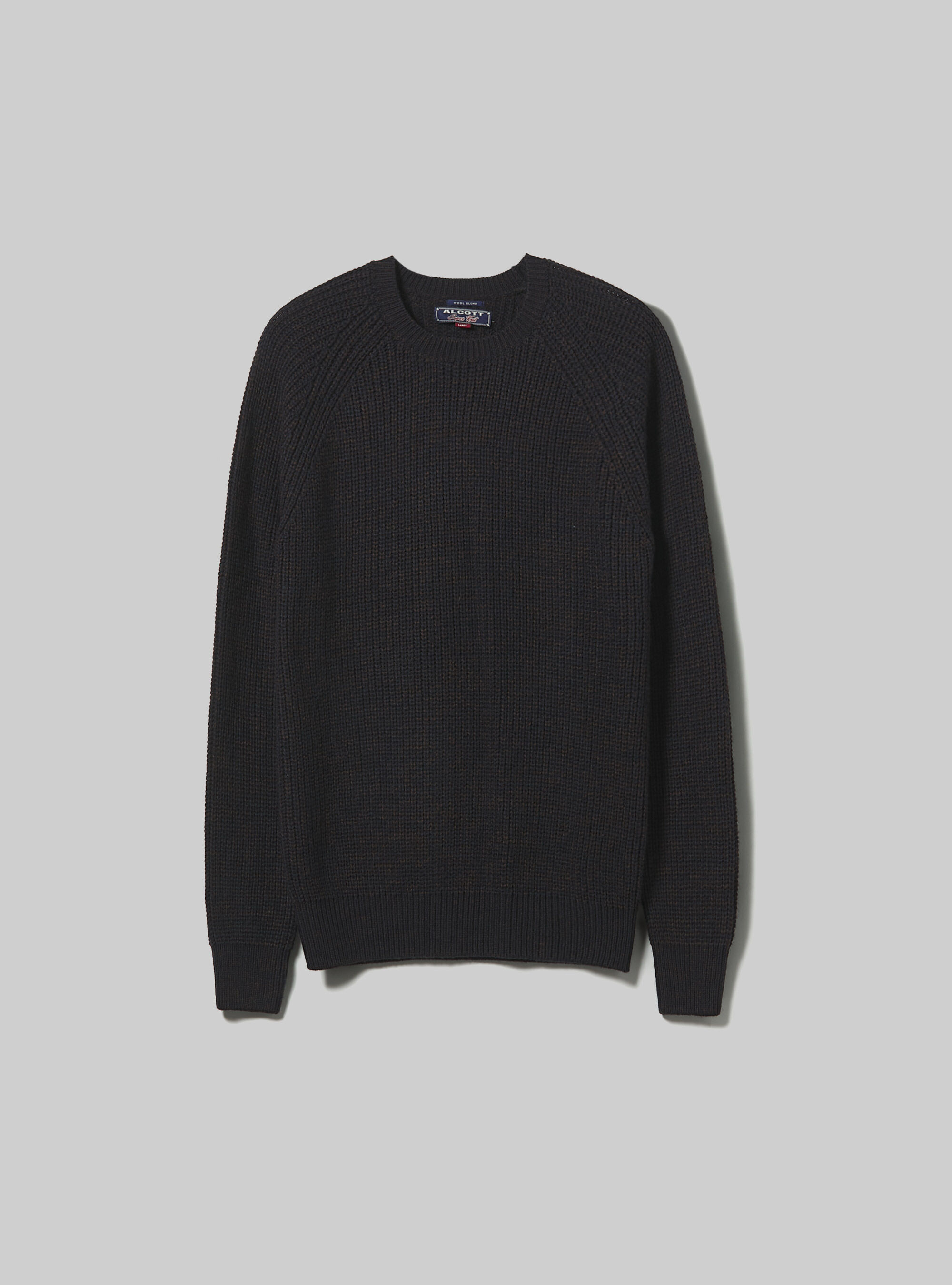 Pull &agrave; col rond en maille anglaise, MBR1 BROWN MEL DARK