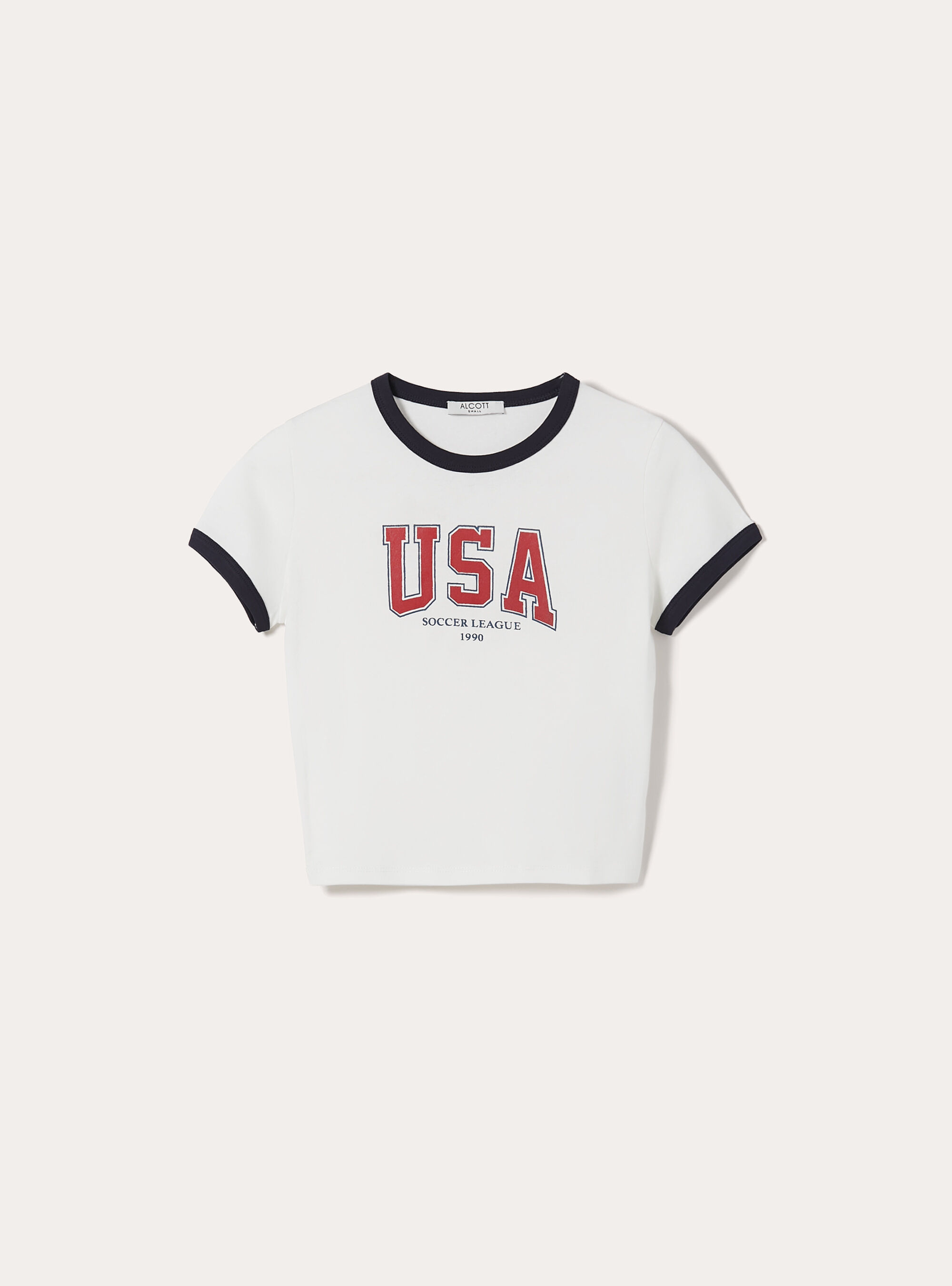 T-shirt crop con stampa calcio mondiali, WH2 WHITE