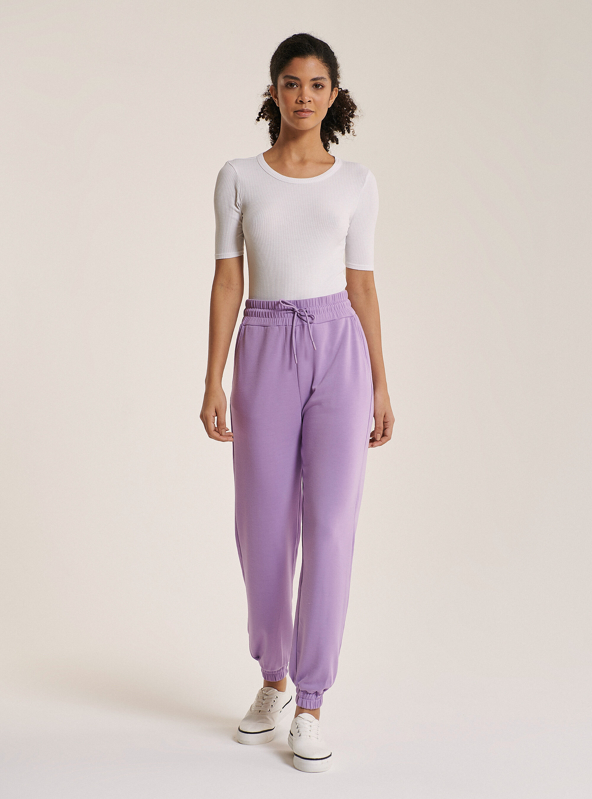 Ribbed half sleeve body in cotton, WHITE