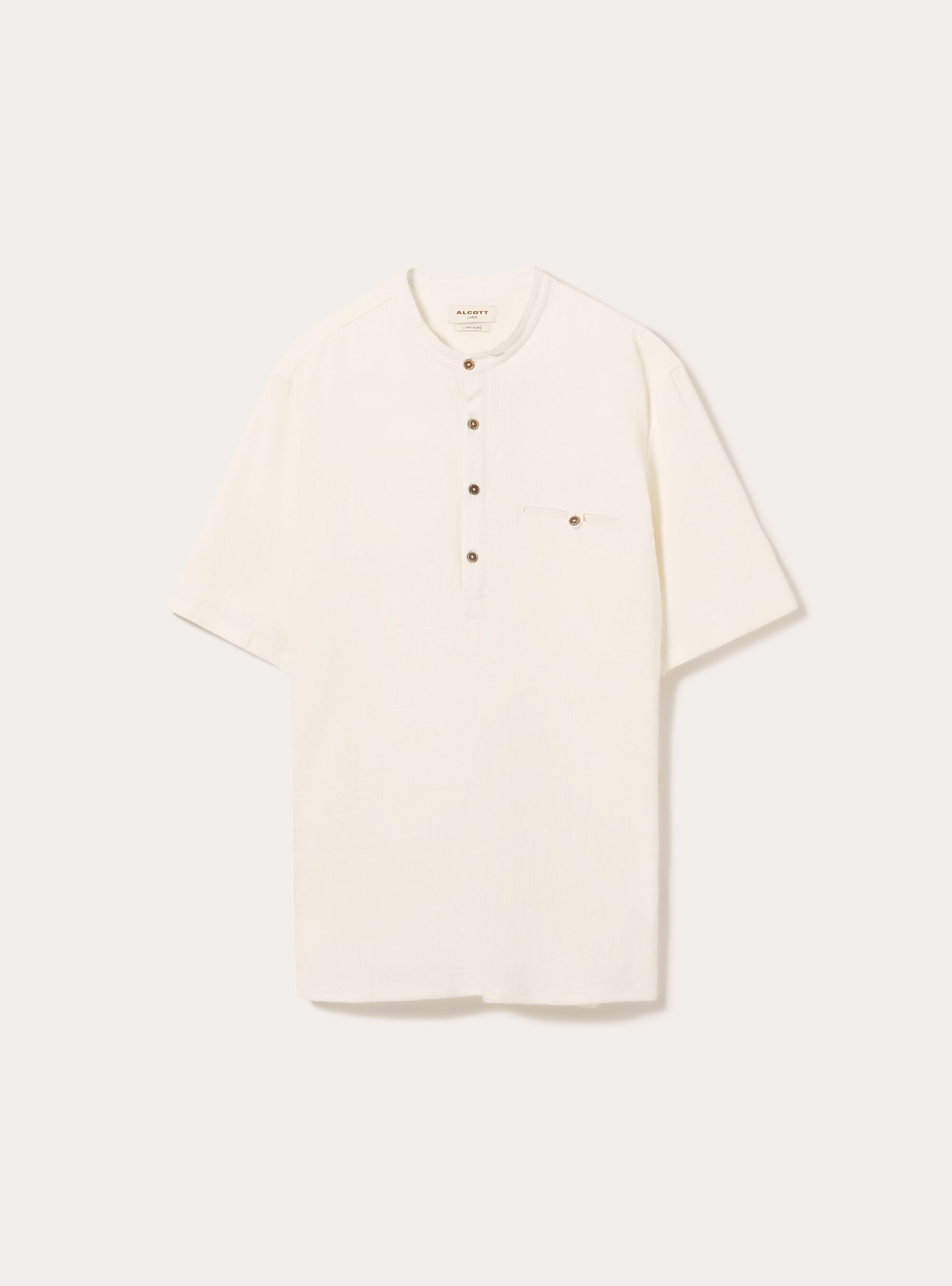 Linen blend shirt with Korean collar, WH2 WHITE