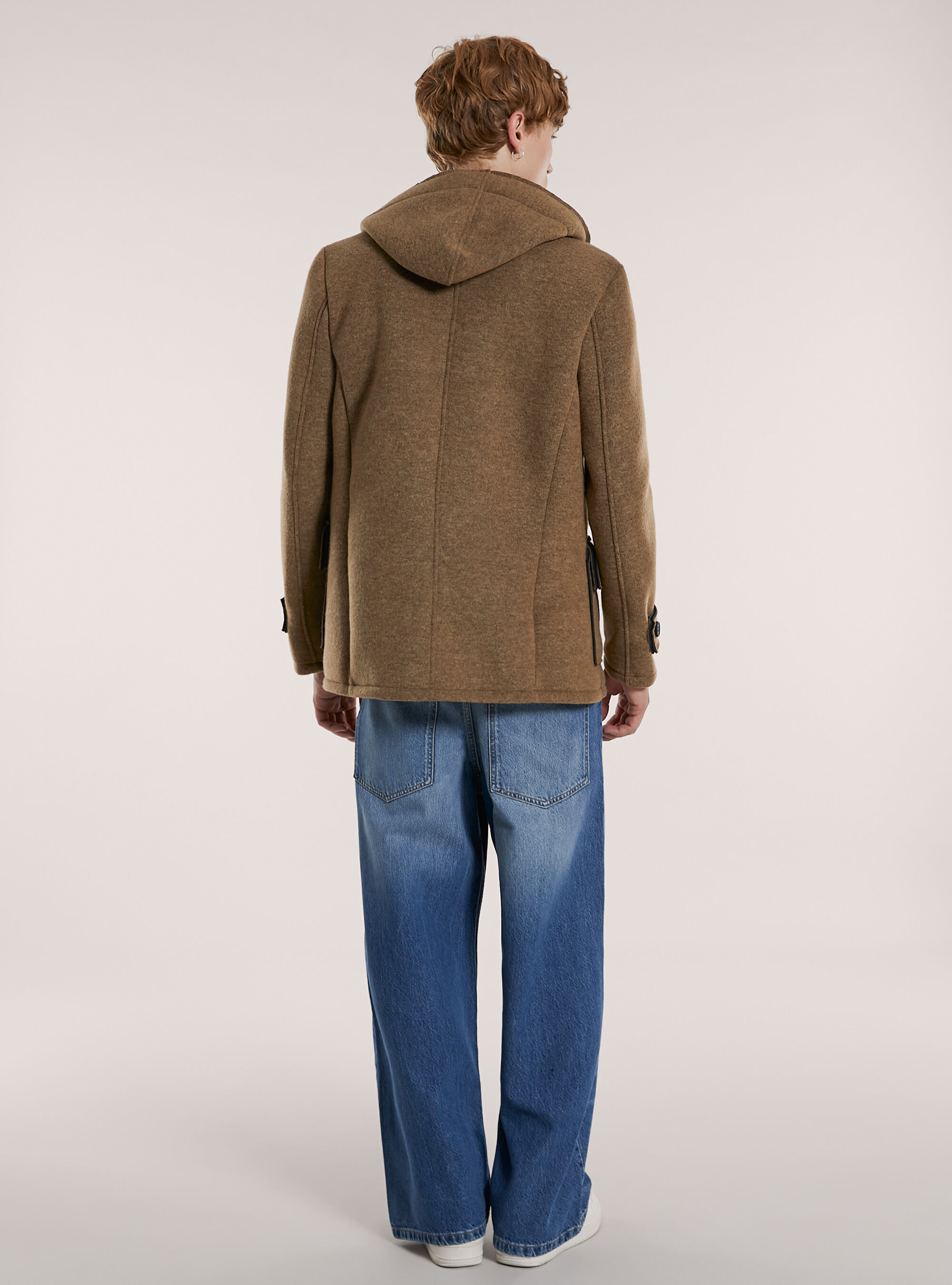 Double-breasted caban coat with hood, TB2 TOBACCO MEDIUM