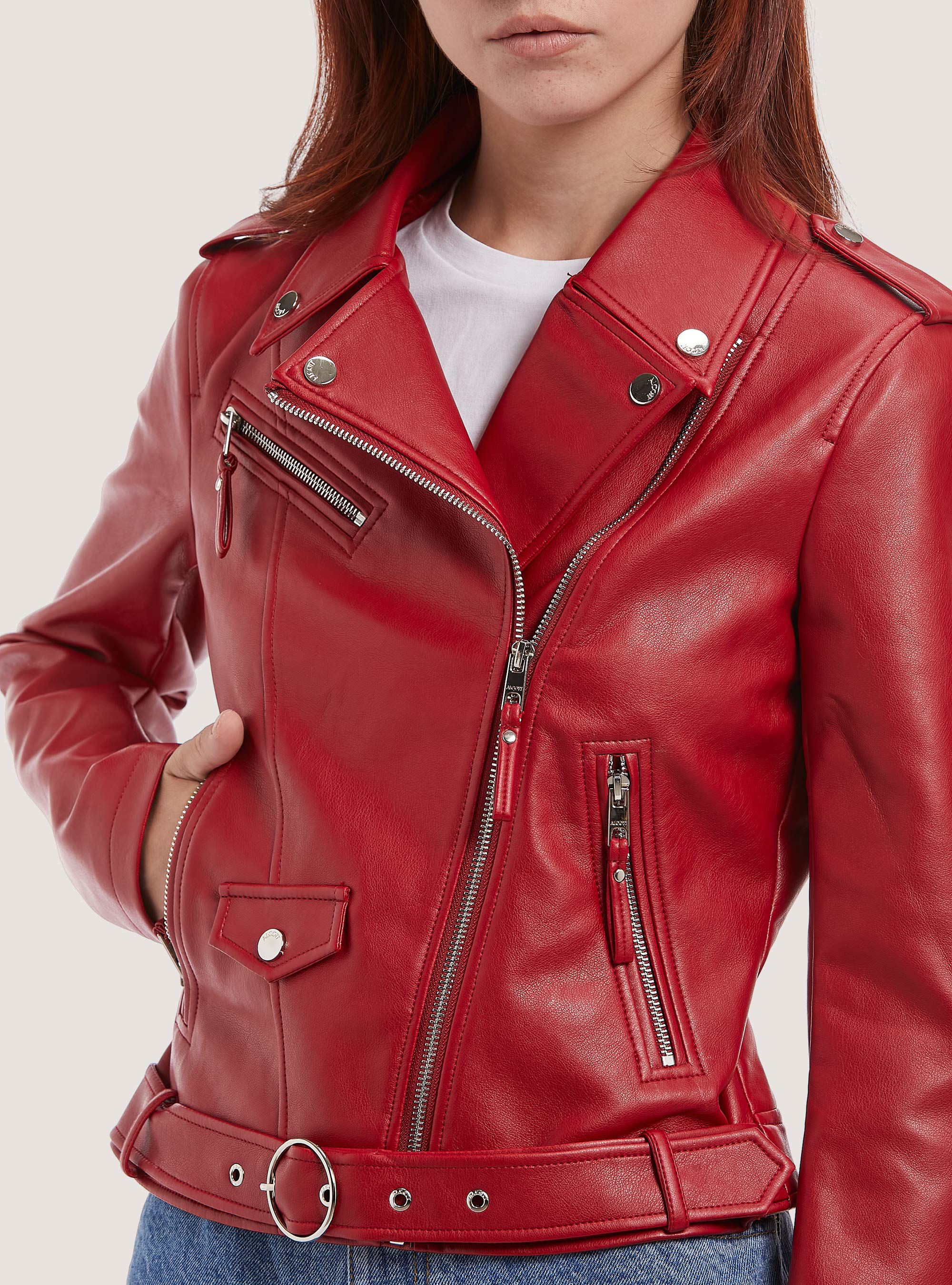 Giubbotto biker effetto pelle