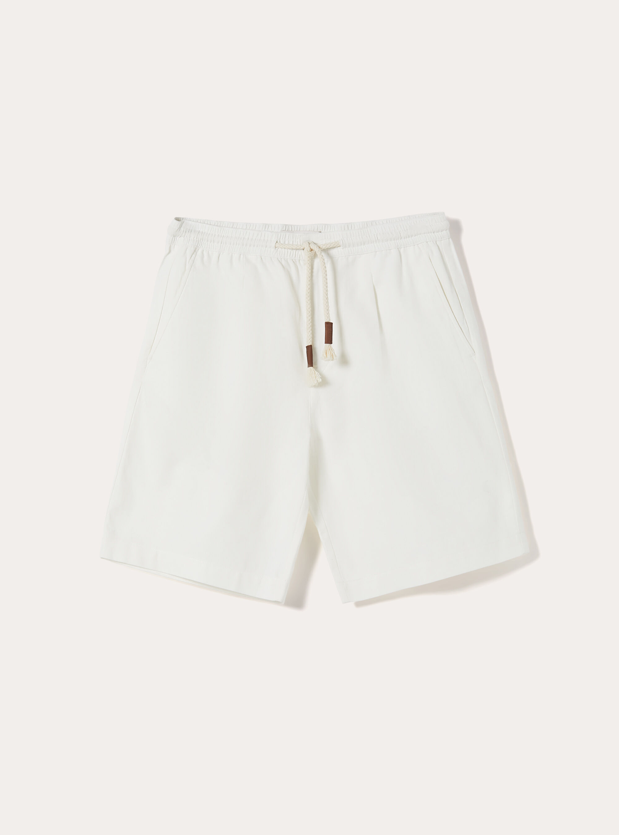 Bermuda in lino con coulisse, OFF WHITE