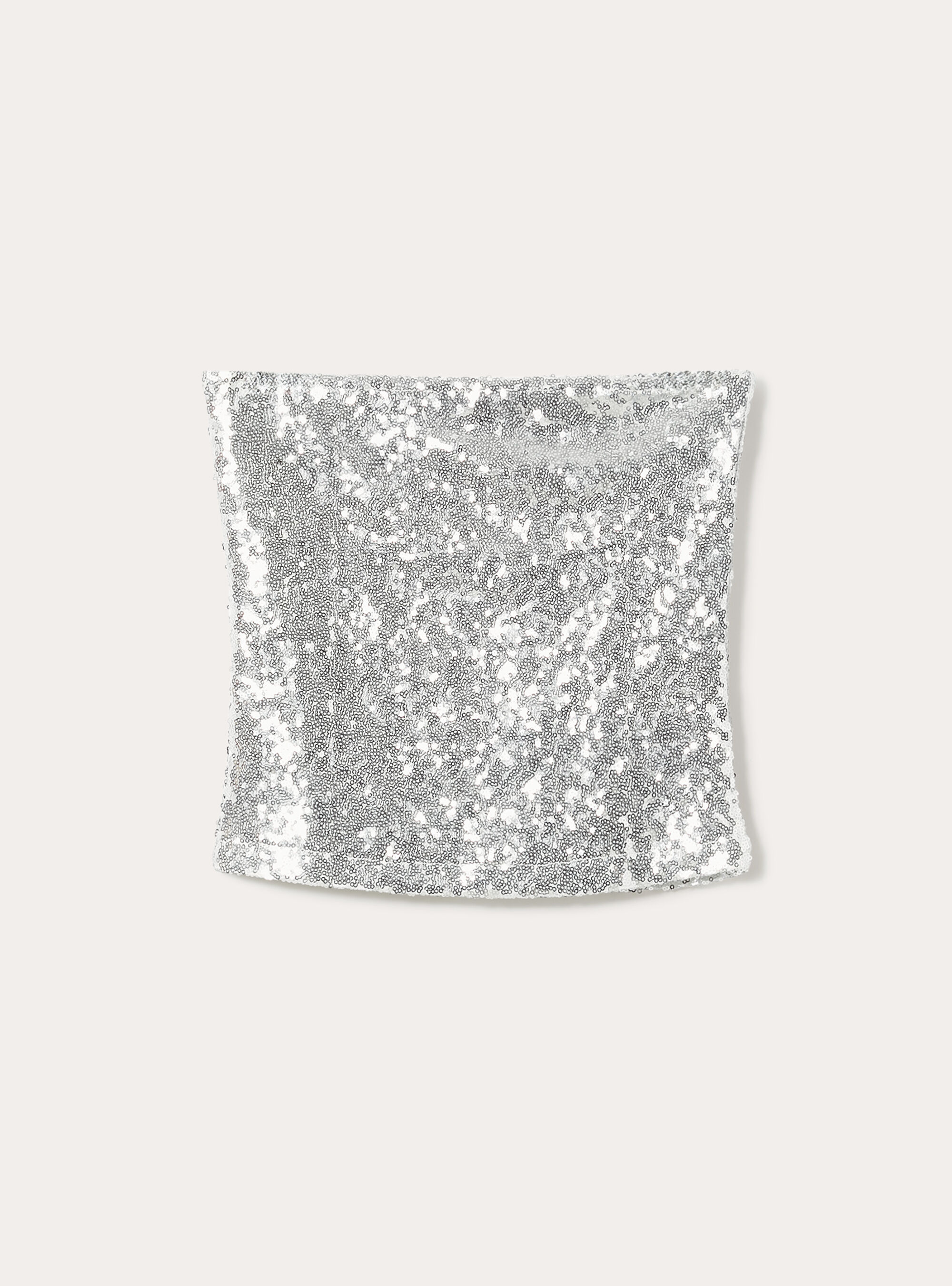 Top a fascia in paillettes, SV2 SILVER MEDIUM