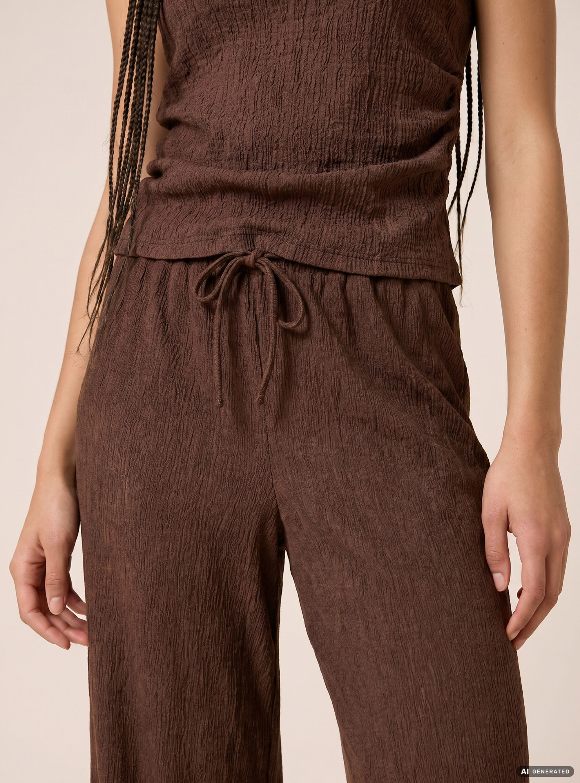 Pantaloni texturizzati, MARRONE SCURO