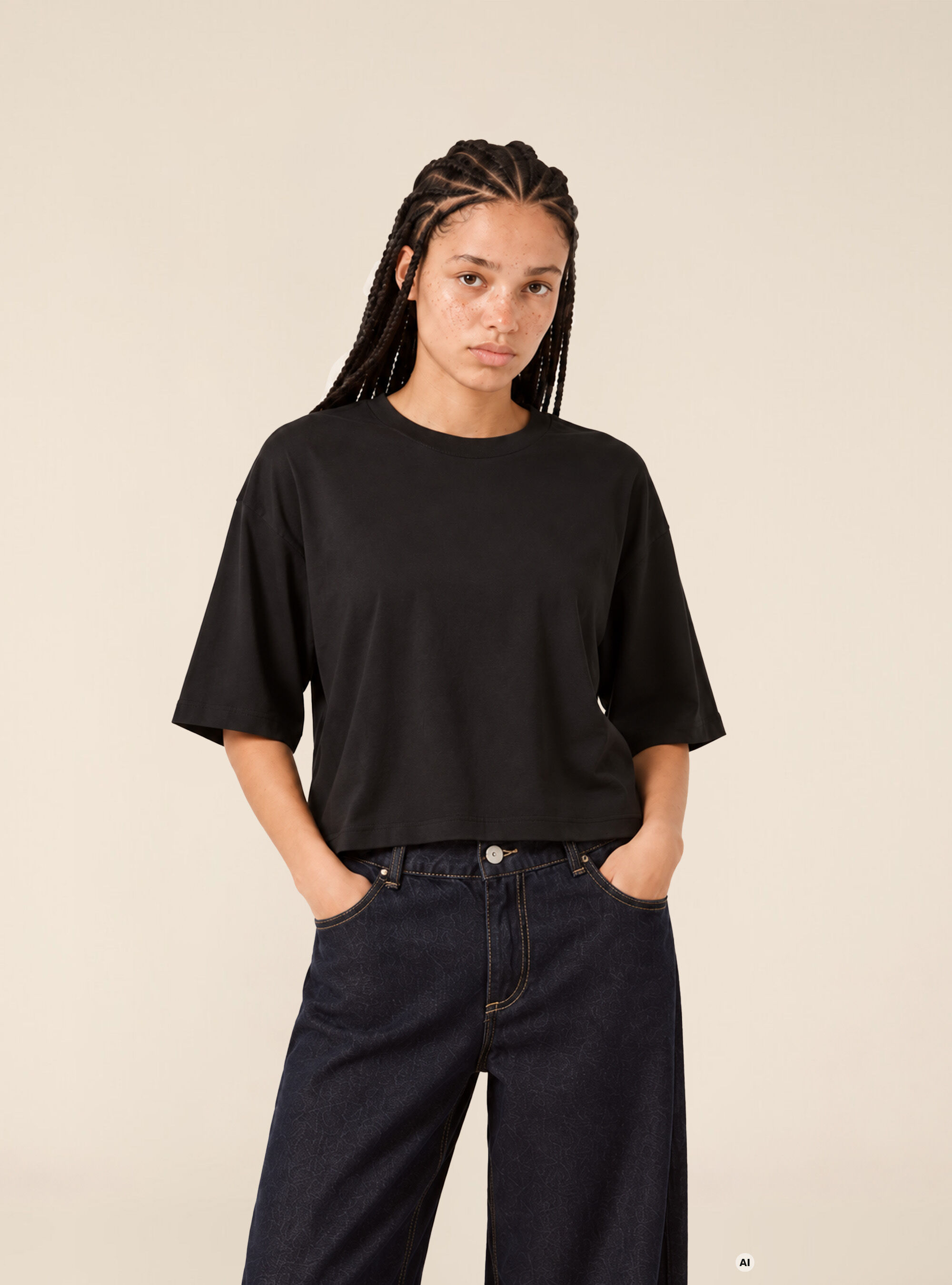 Half sleeve crew neck t-shirt, BK1 BLACK