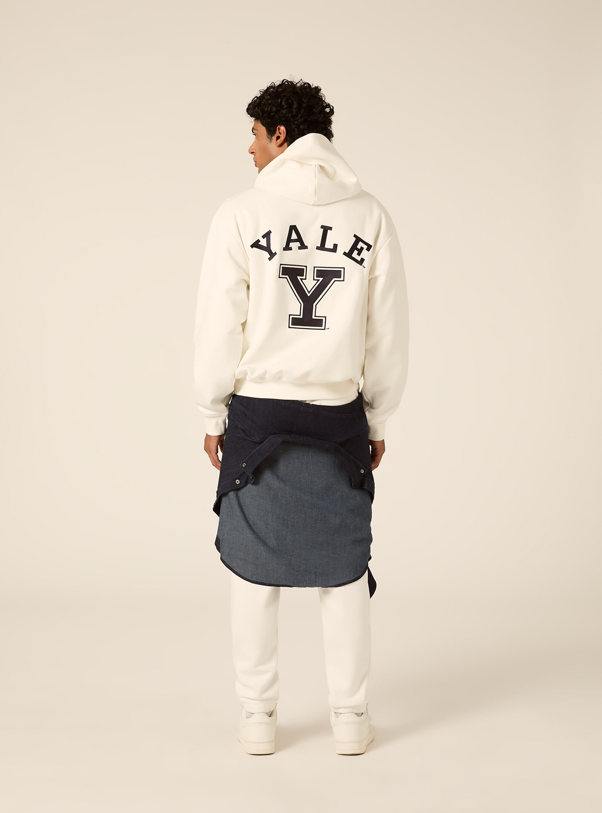 Felpa con cappuccio boxy licenza yale, WH2 WHITE