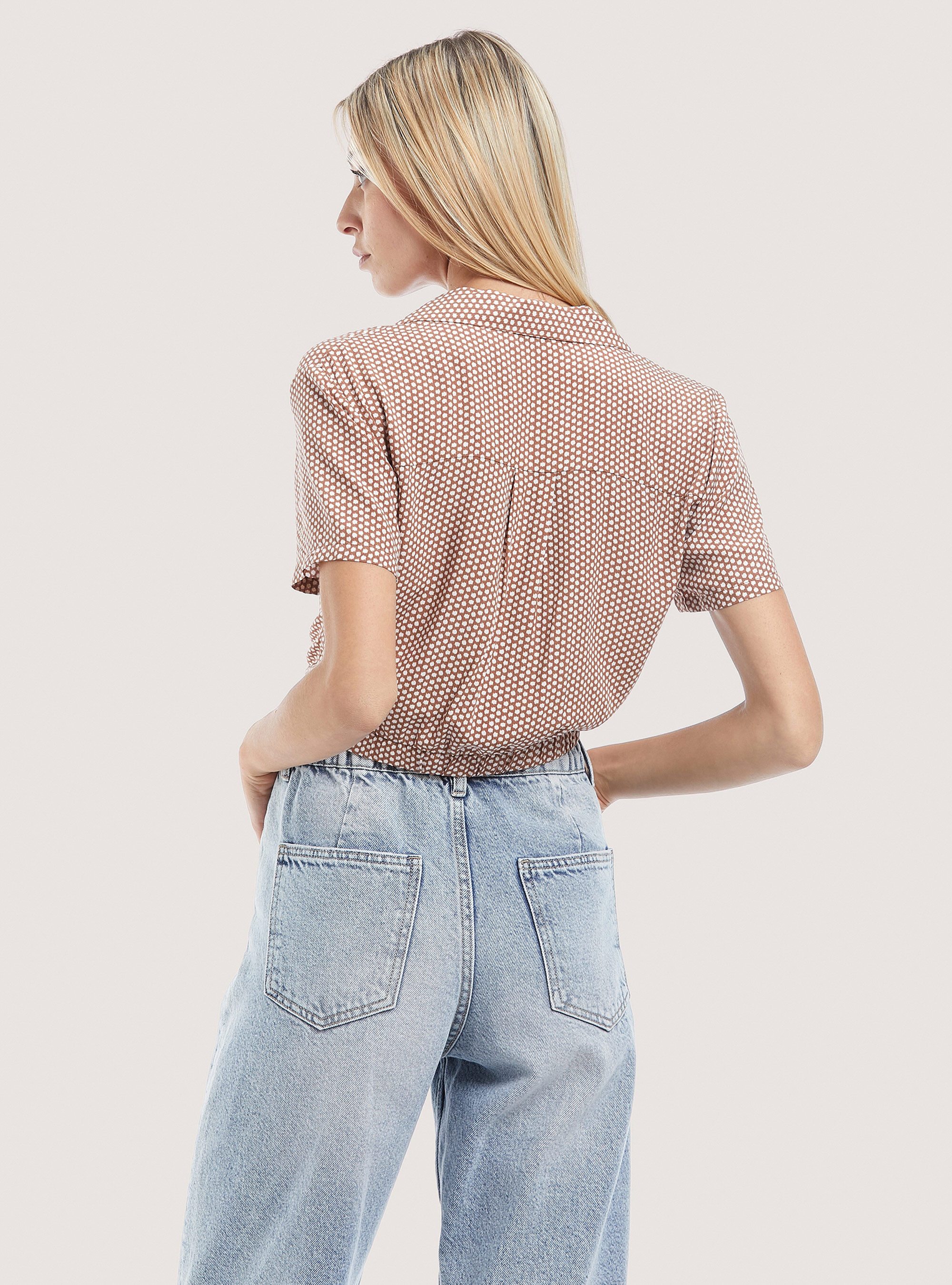 Camicia crop con nodo, C5583 TOBACCO