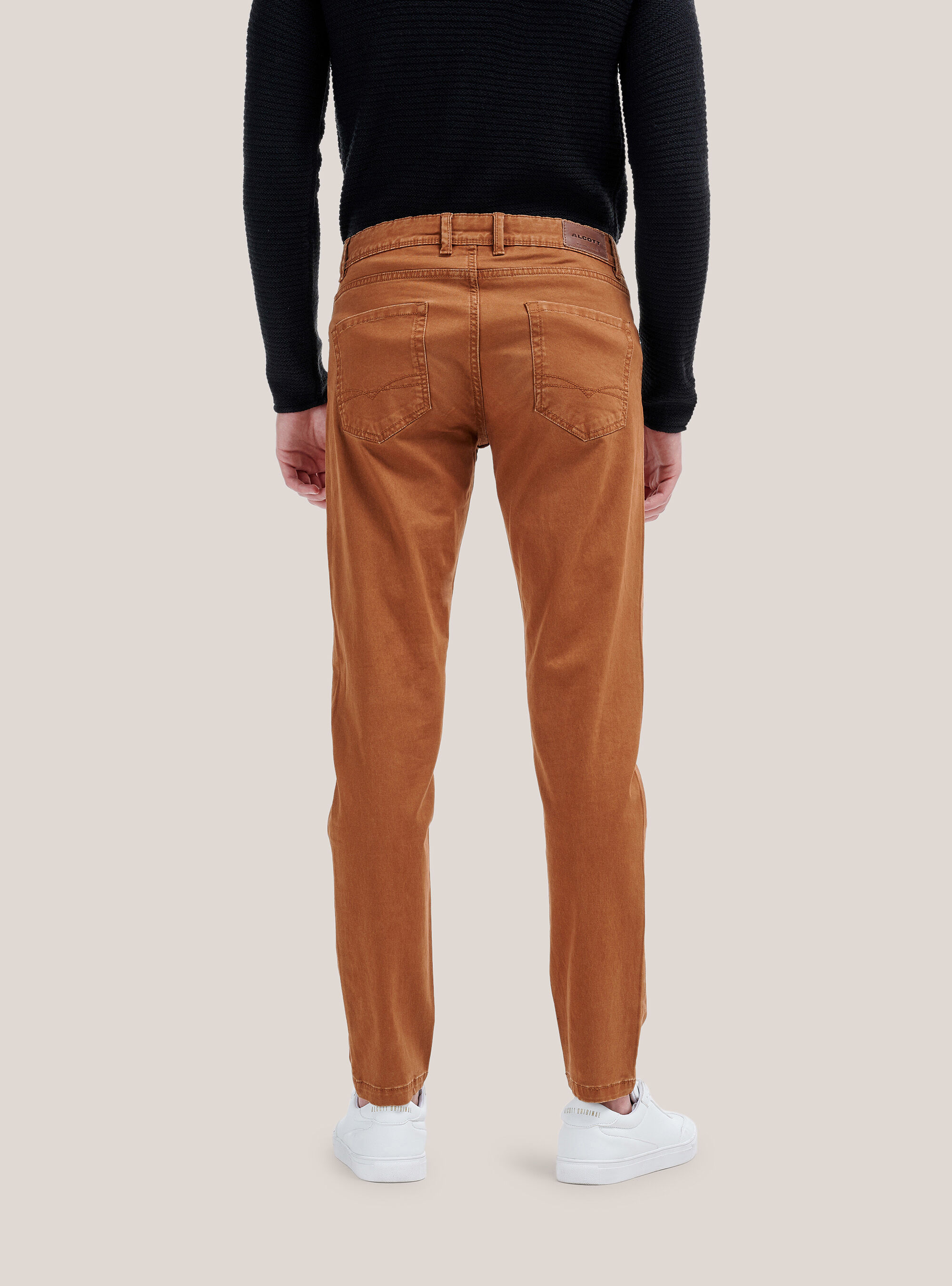 Pantalon en coton recycl&eacute; coupe skinny, C3384 DARK ORANGE