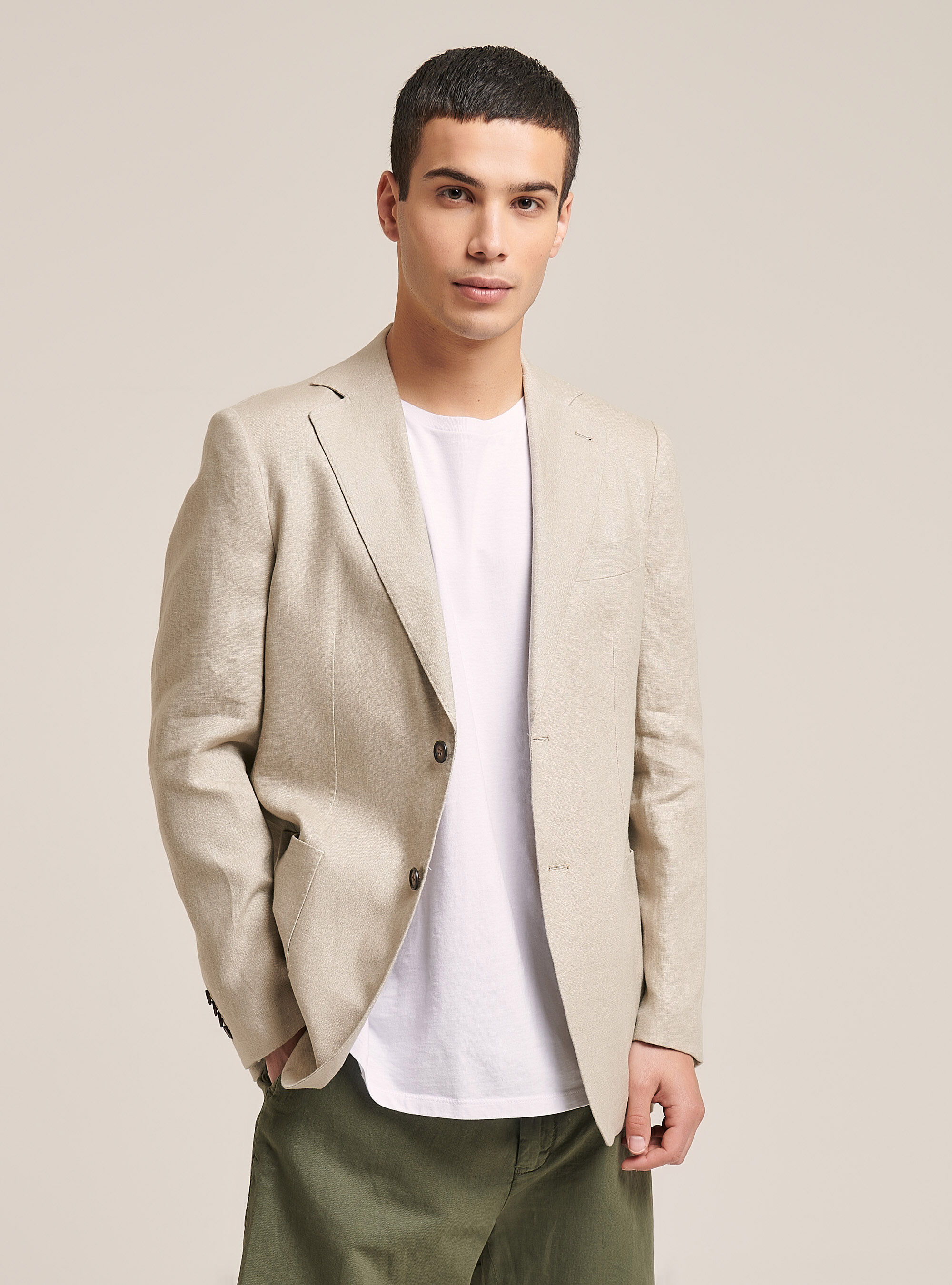 Completo uomo lino beige clearance