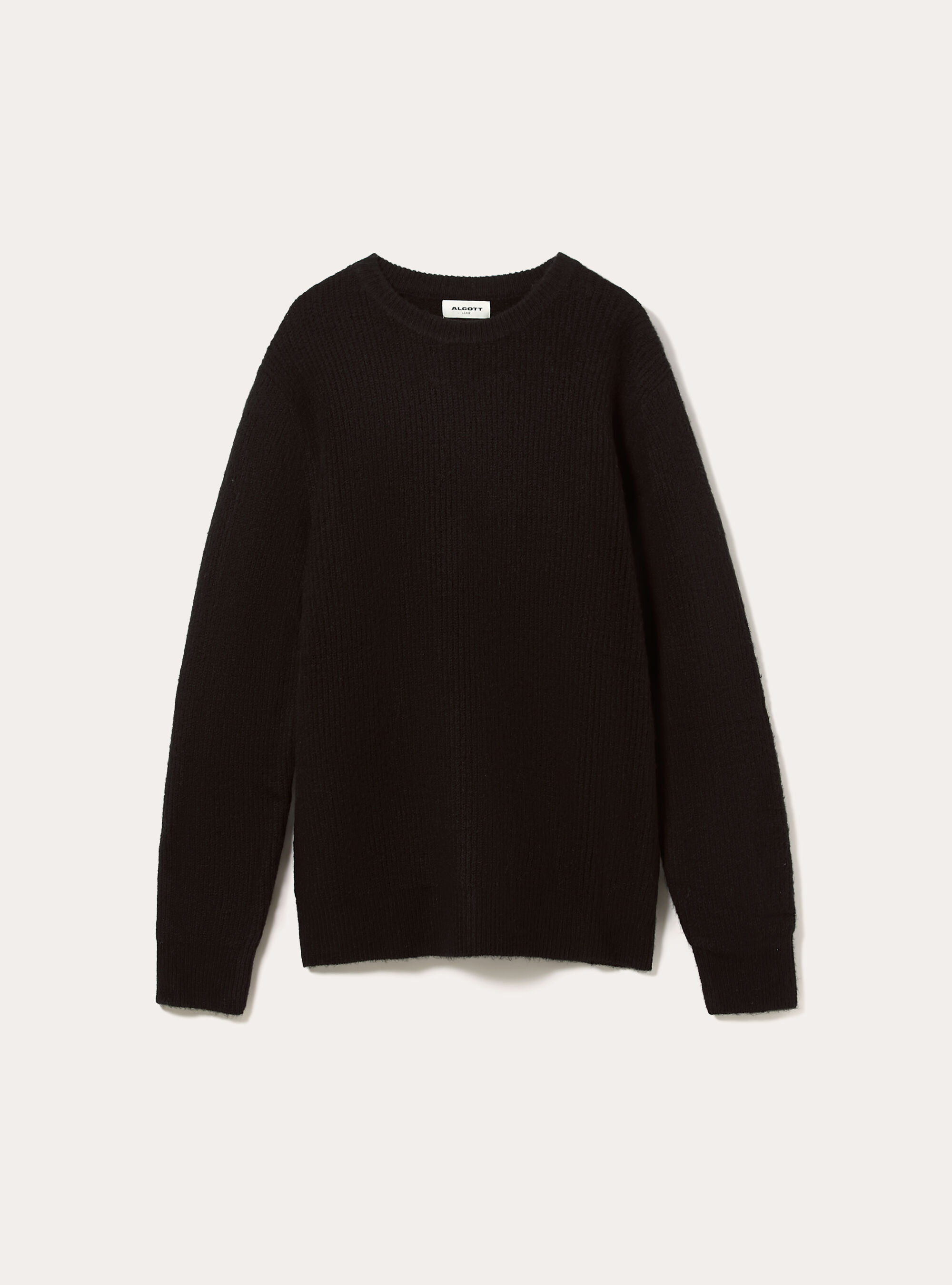 English ribbed crew neck jumper, BK1 BLACK