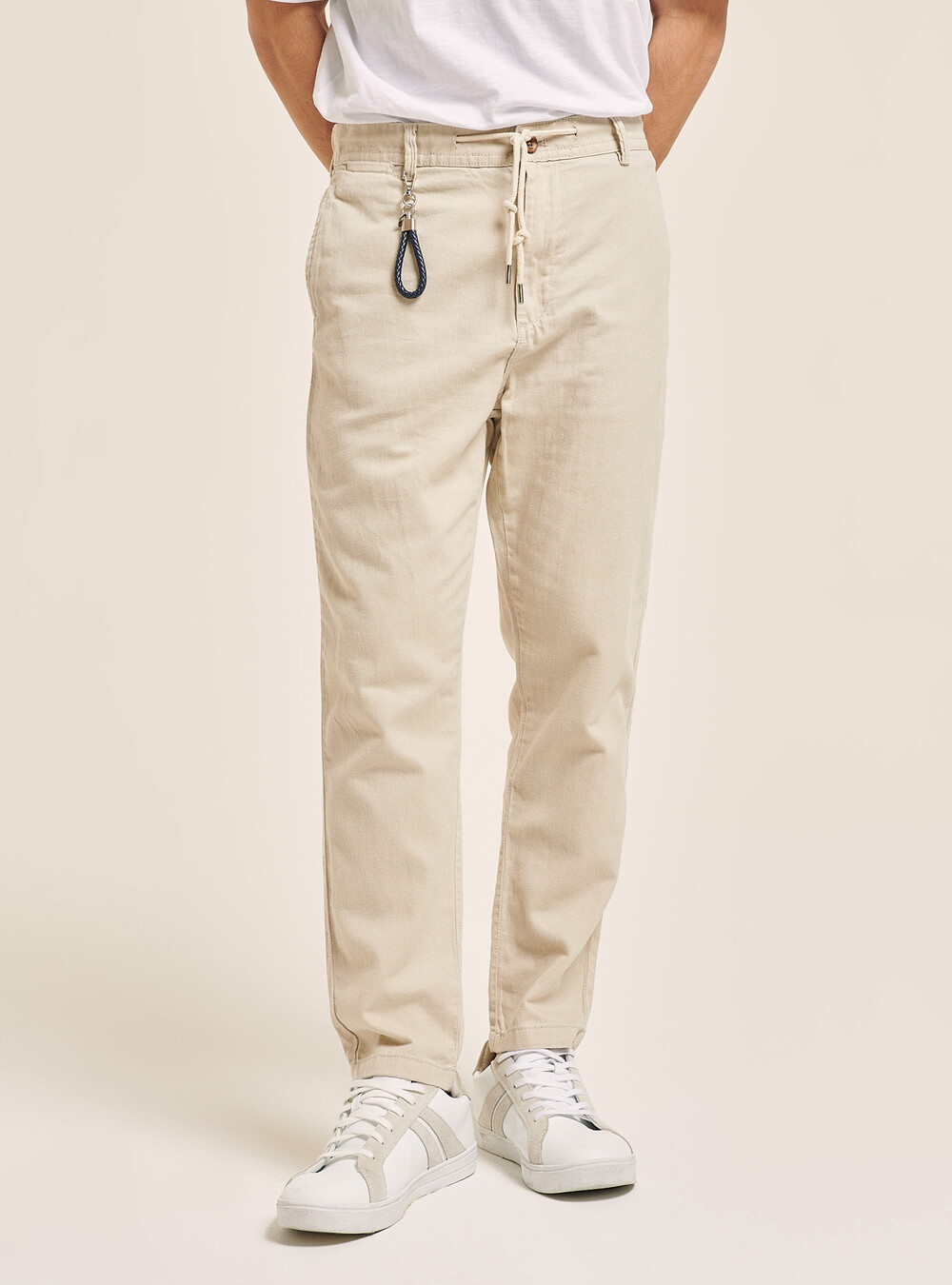 Misto Lino Pantaloni Di Lino Da Uomo Pantaloni Chino In Misto Lino BIANCO Uomo Kiabi