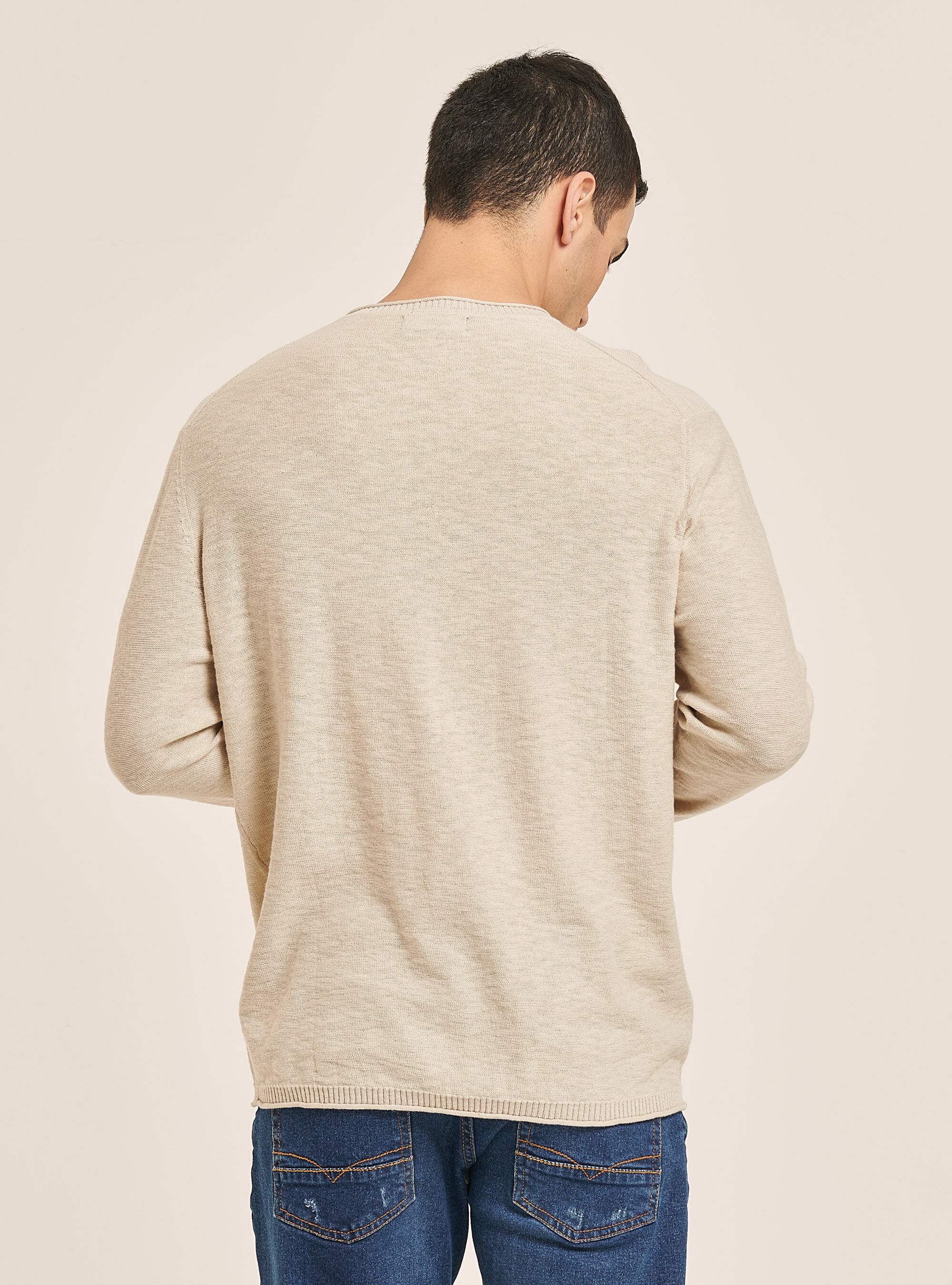 Pullover with roll neck and breast pocket, BG3 BEIGE LIGHT