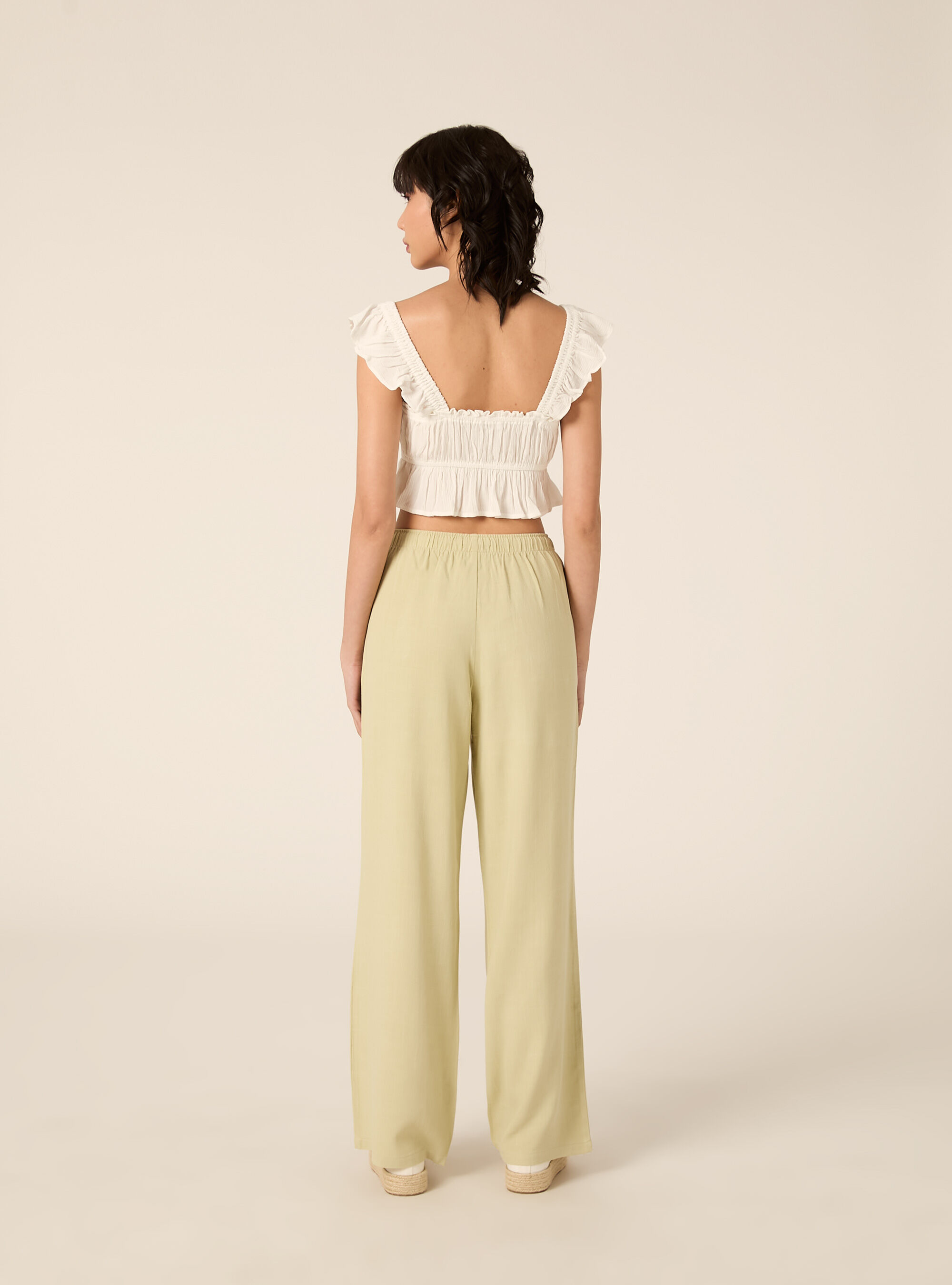 Pantaloni wide leg in misto lino, KY3 KAKY LIGHT