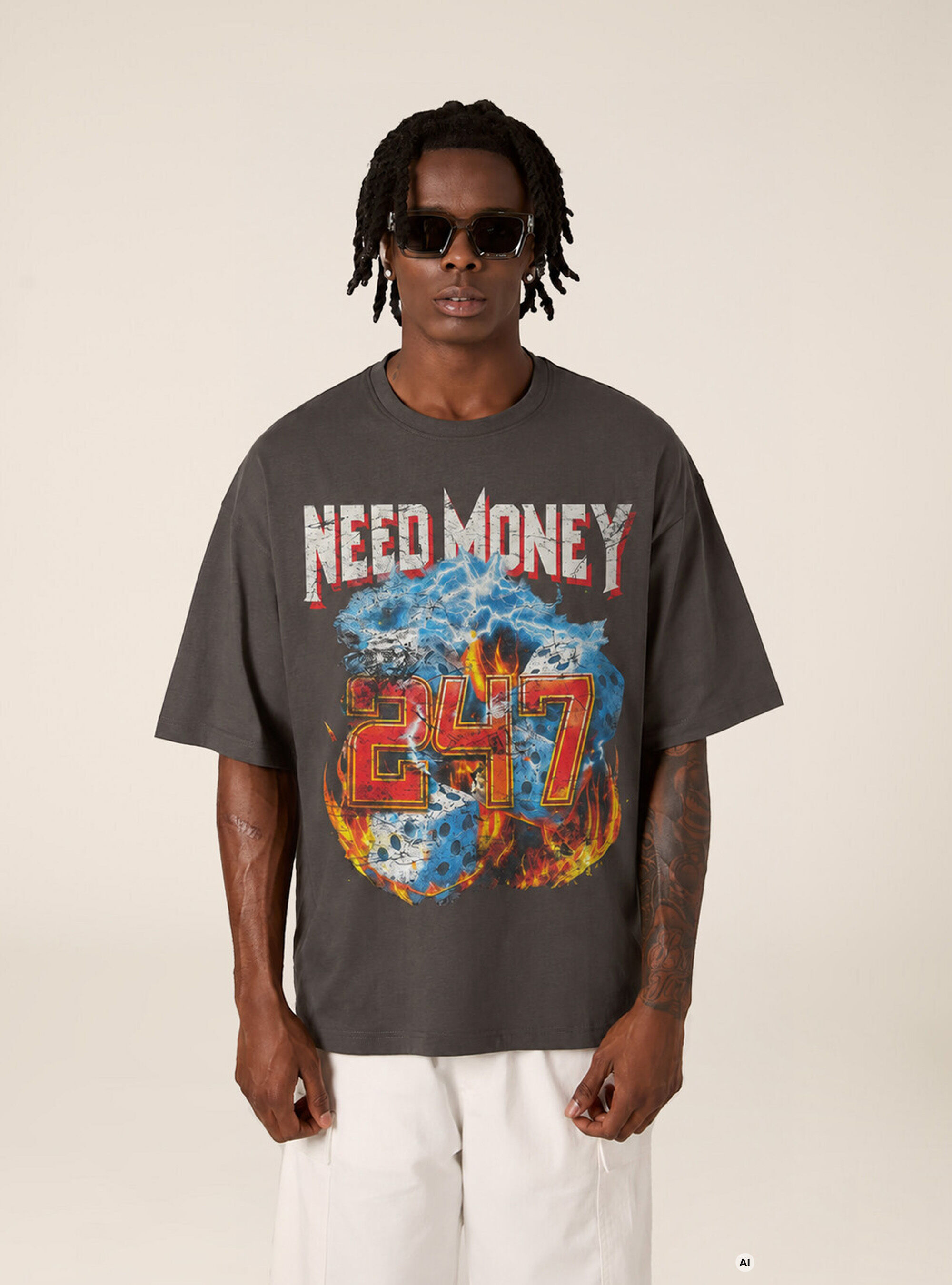 T-shirt  stampa need money 247