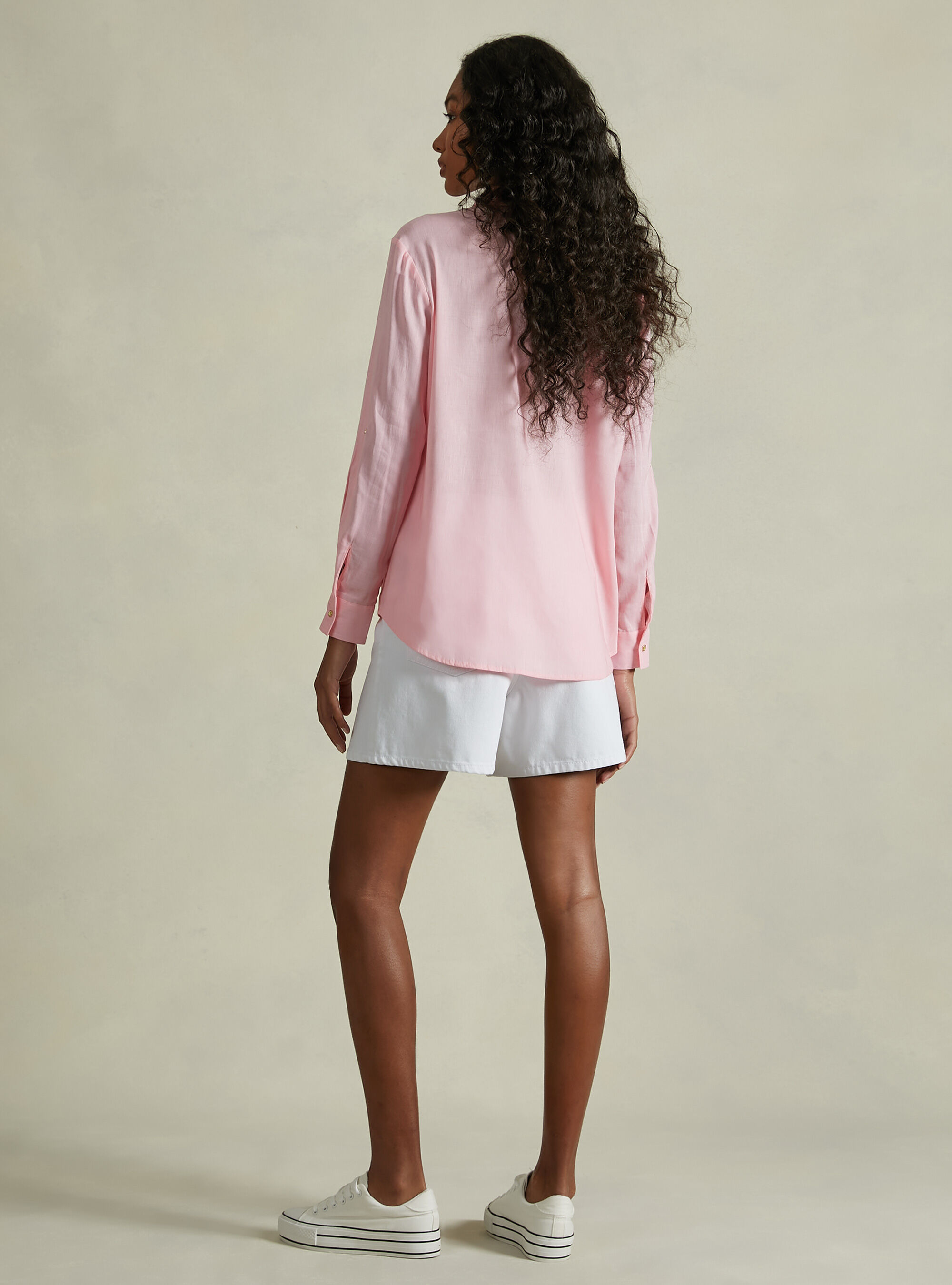 Blusa in puro lino, PK3 PINK LIGHT