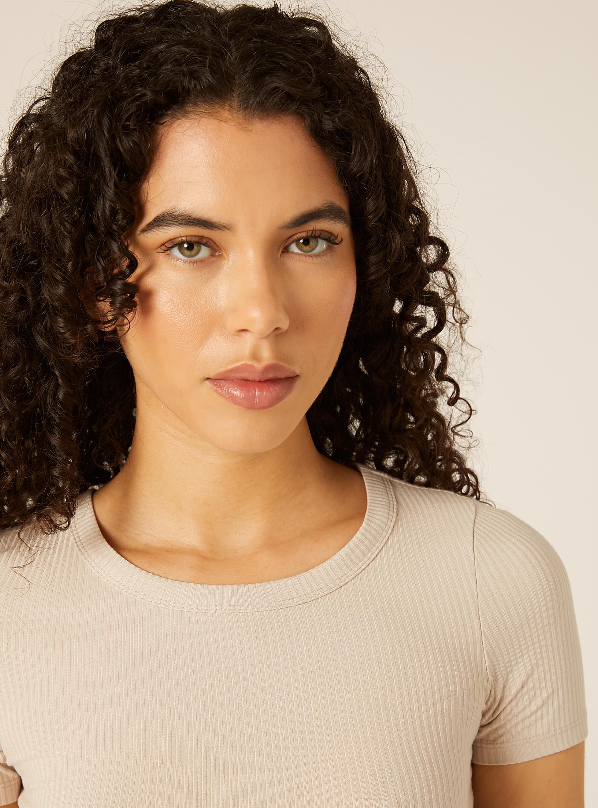 Body a coste maniche corte, BG2 BEIGE MEDIUM