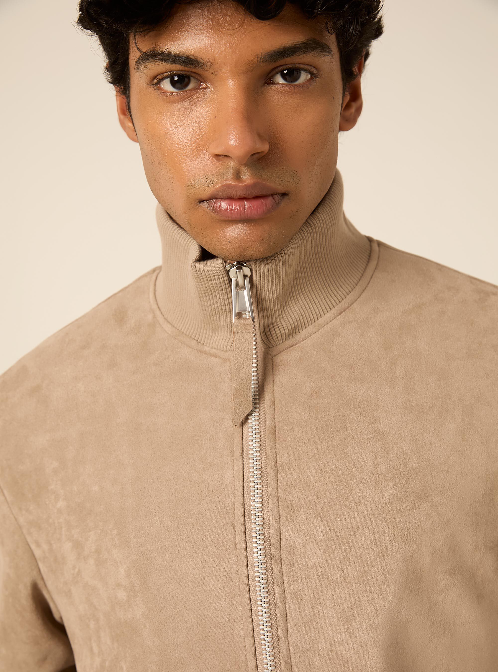 Giubbotto bomber effetto suede, SA2 SAND MEDIUM