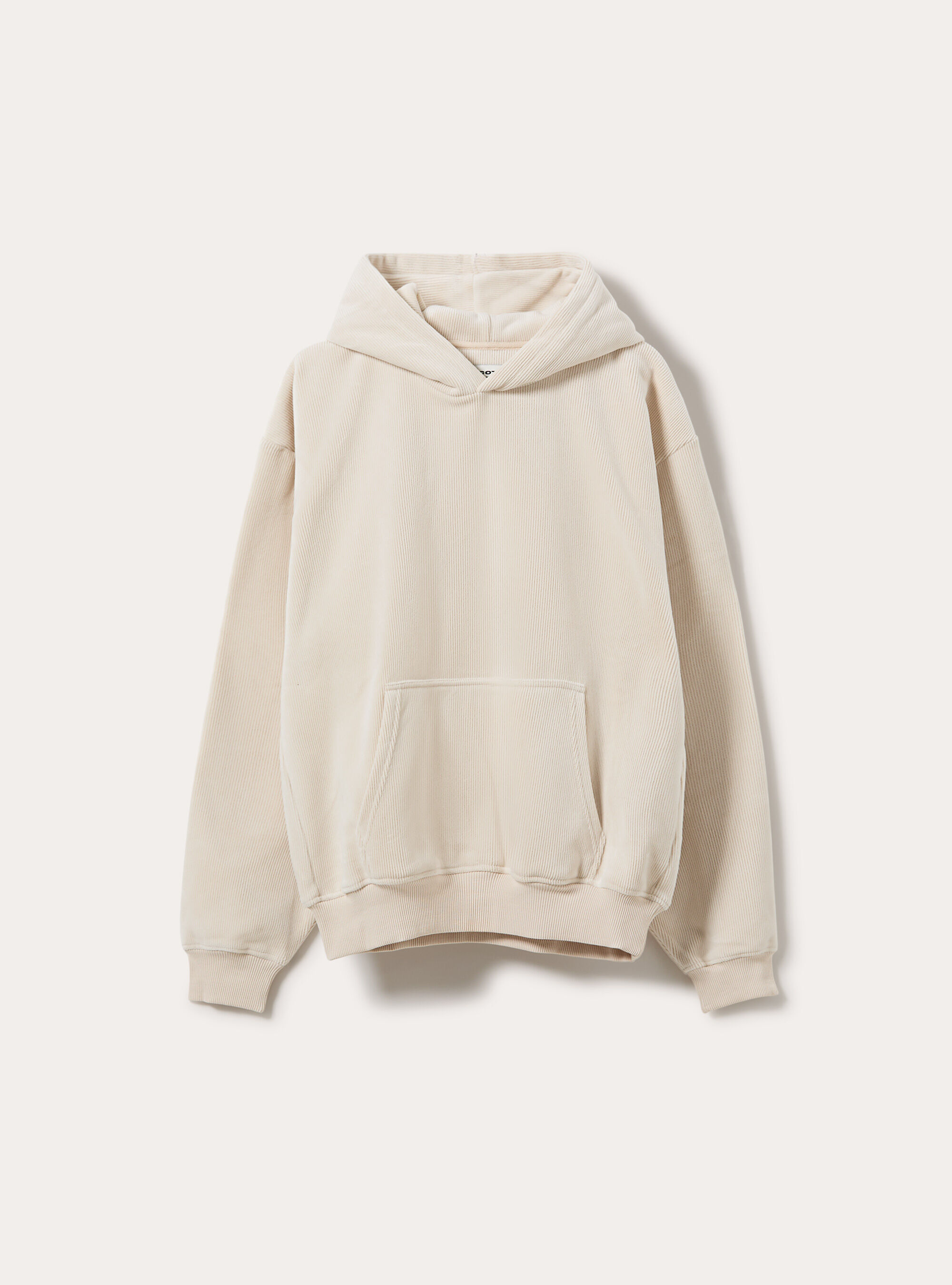 Felpa con cappuccio boxy fit in velluto a coste, CR3 CREAM LIGHT