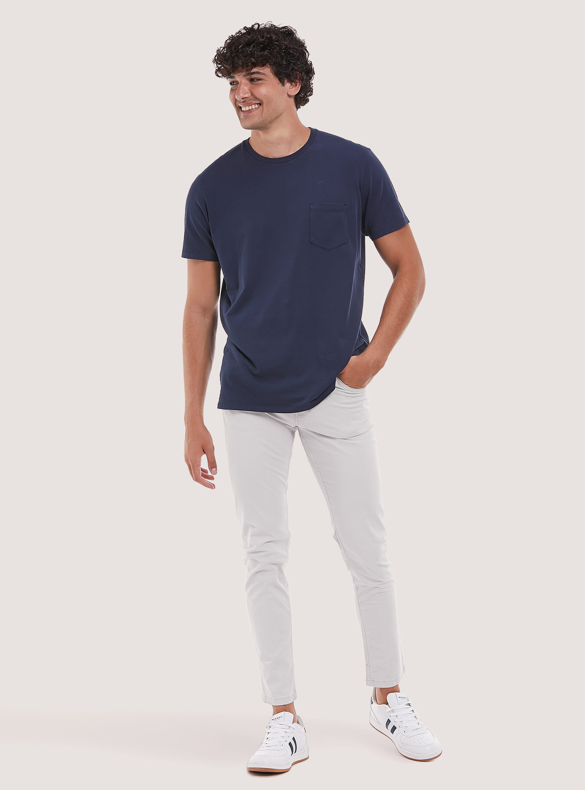 Recycled cotton skinny fit trousers, SA3 SAND LIGHT
