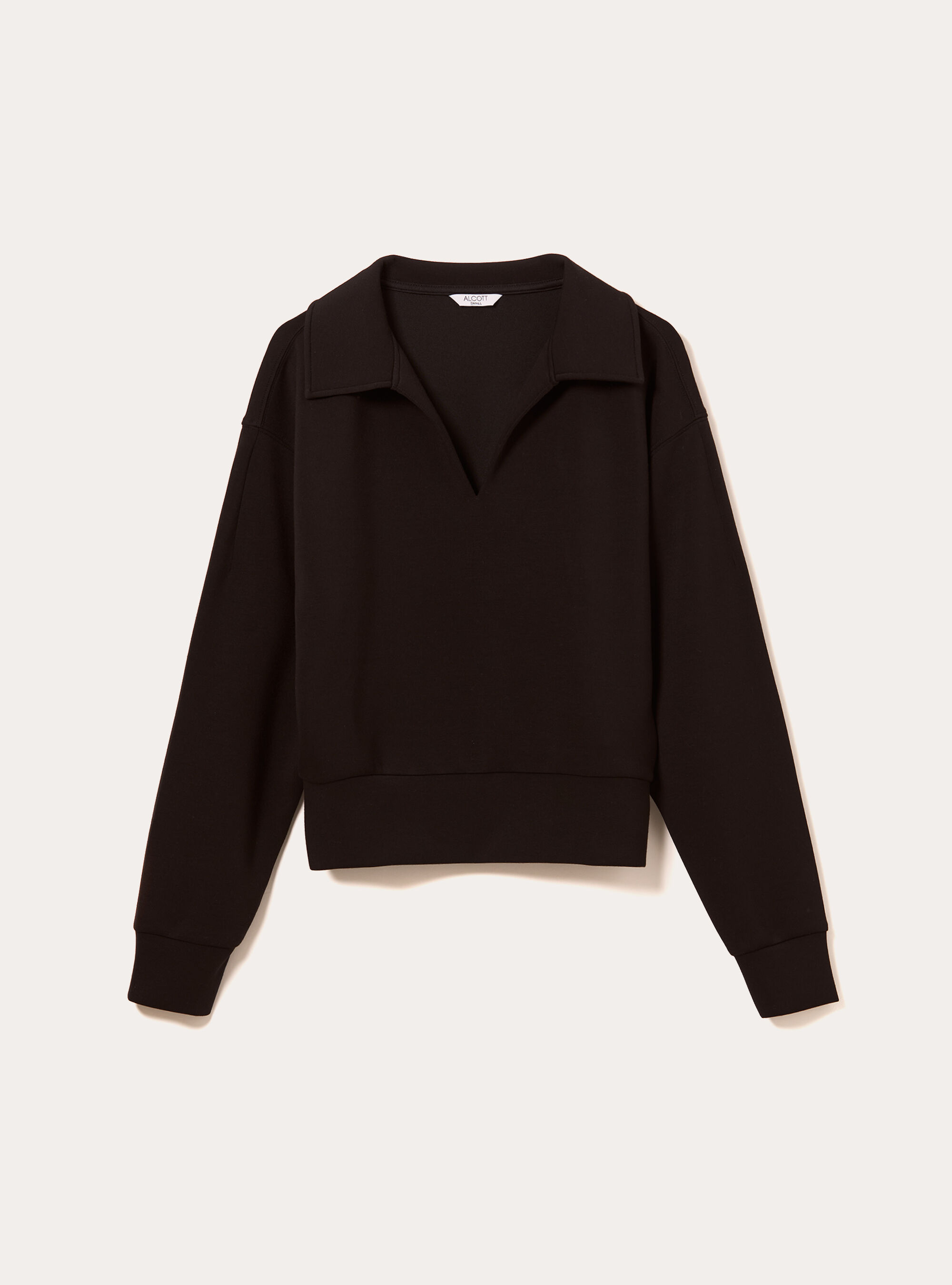 Sweat-shirt &agrave; col polo, BK1 BLACK