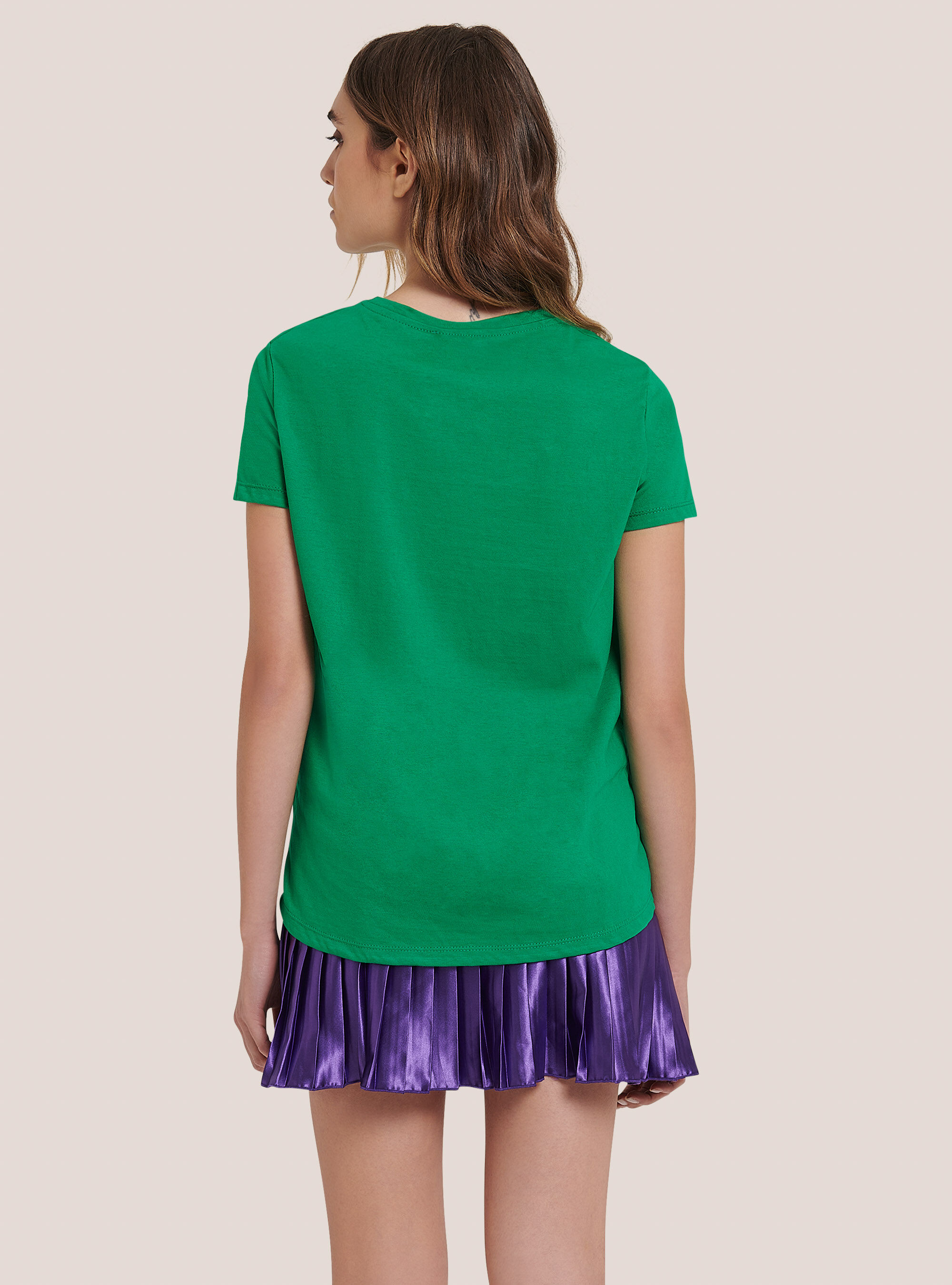 Maglietta in cotone tinta unita, C6575 GREEN
