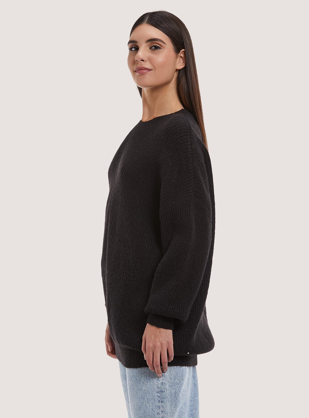 Oversize pullover in English rib