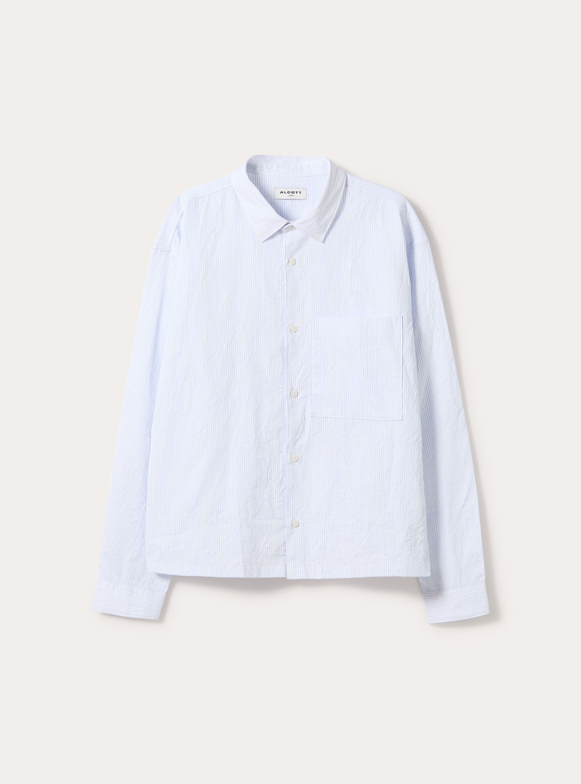 Boxy fit shirt with a crinkled effect and stripes, WH2 WHITE