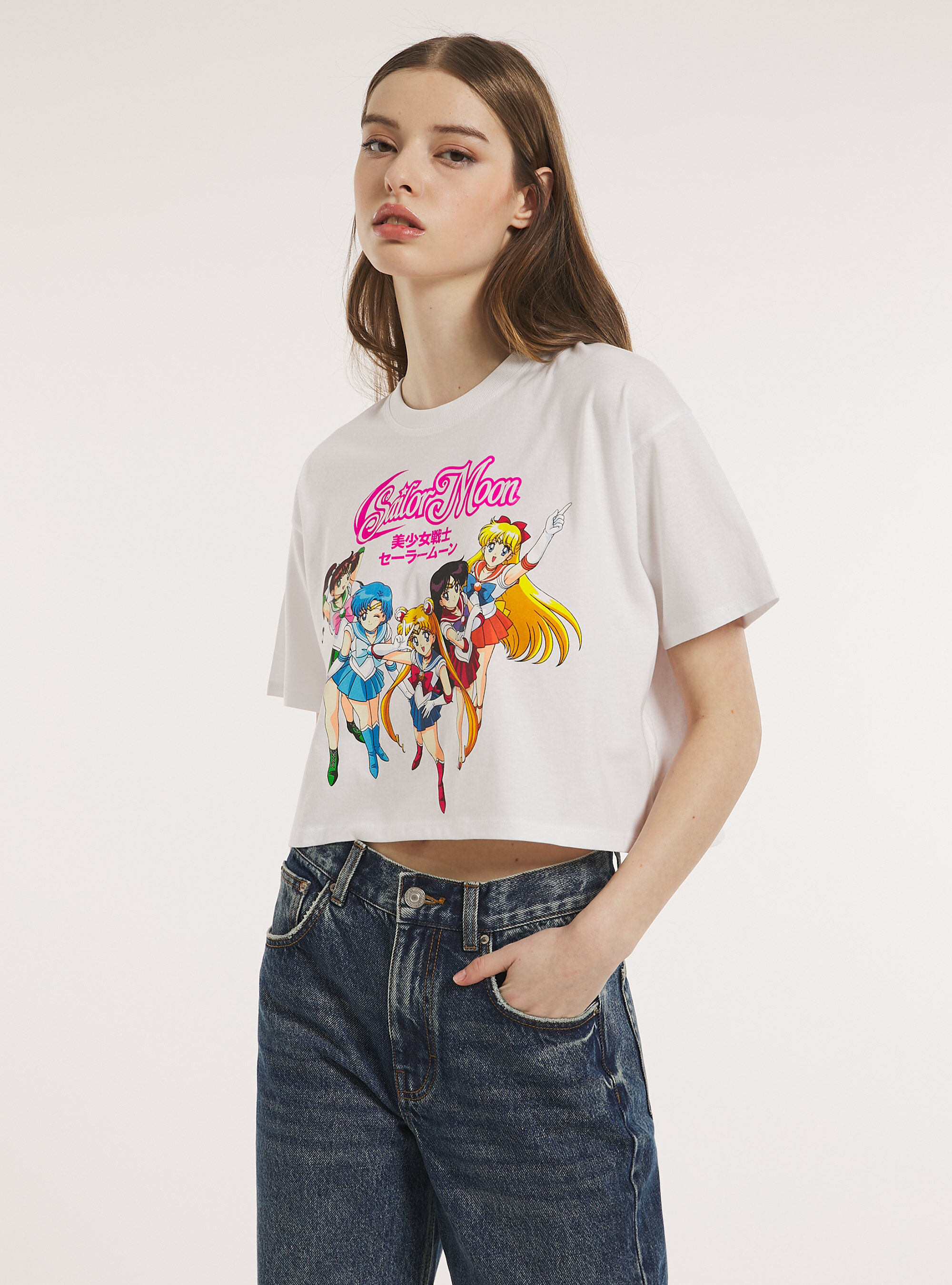 Sailor Moon / Camiseta Alcott cropped, WH3 WHITE
