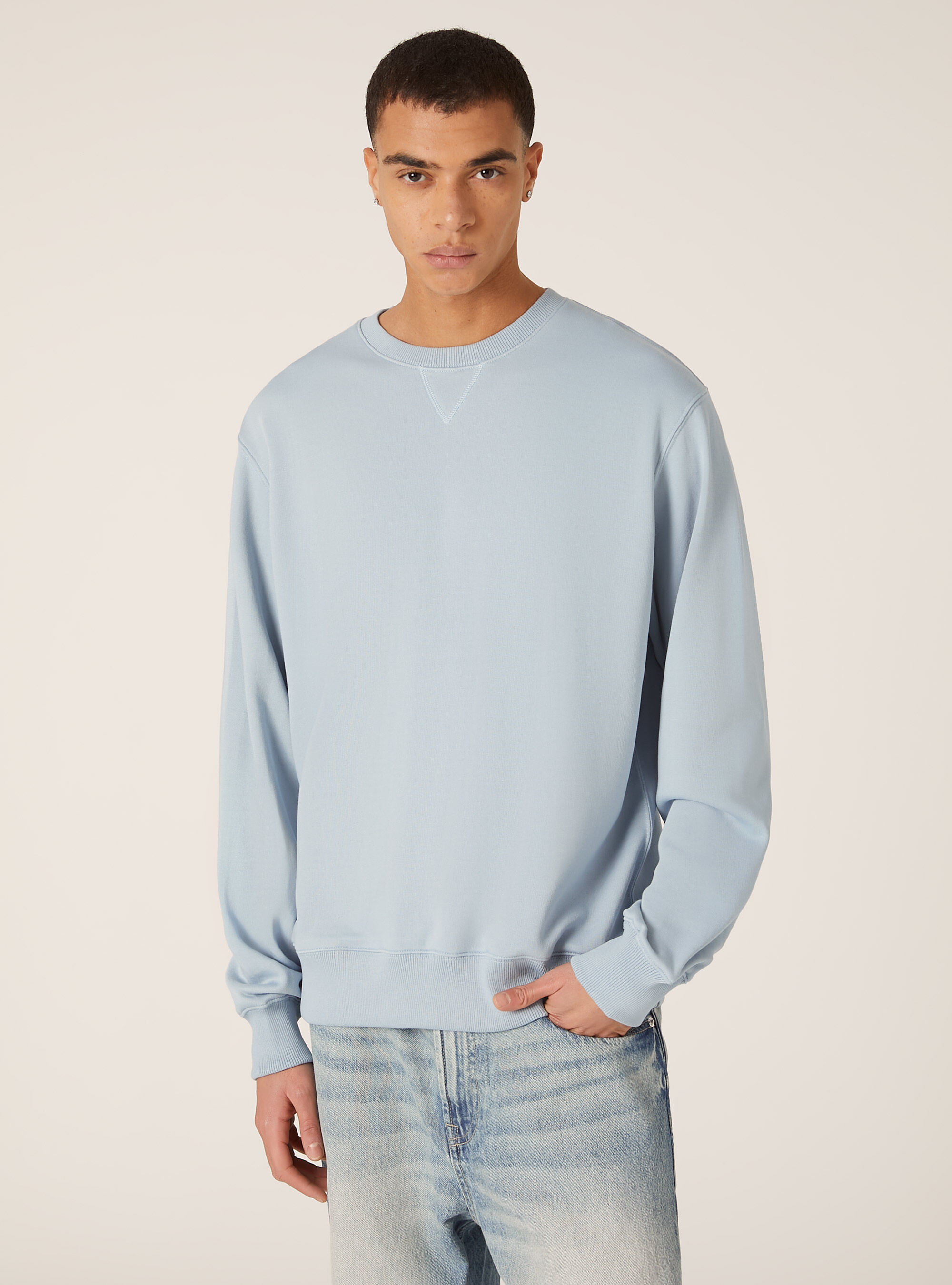 Plain-coloured crew-neck sweatshirt, AZ3 AZURE LIGHT