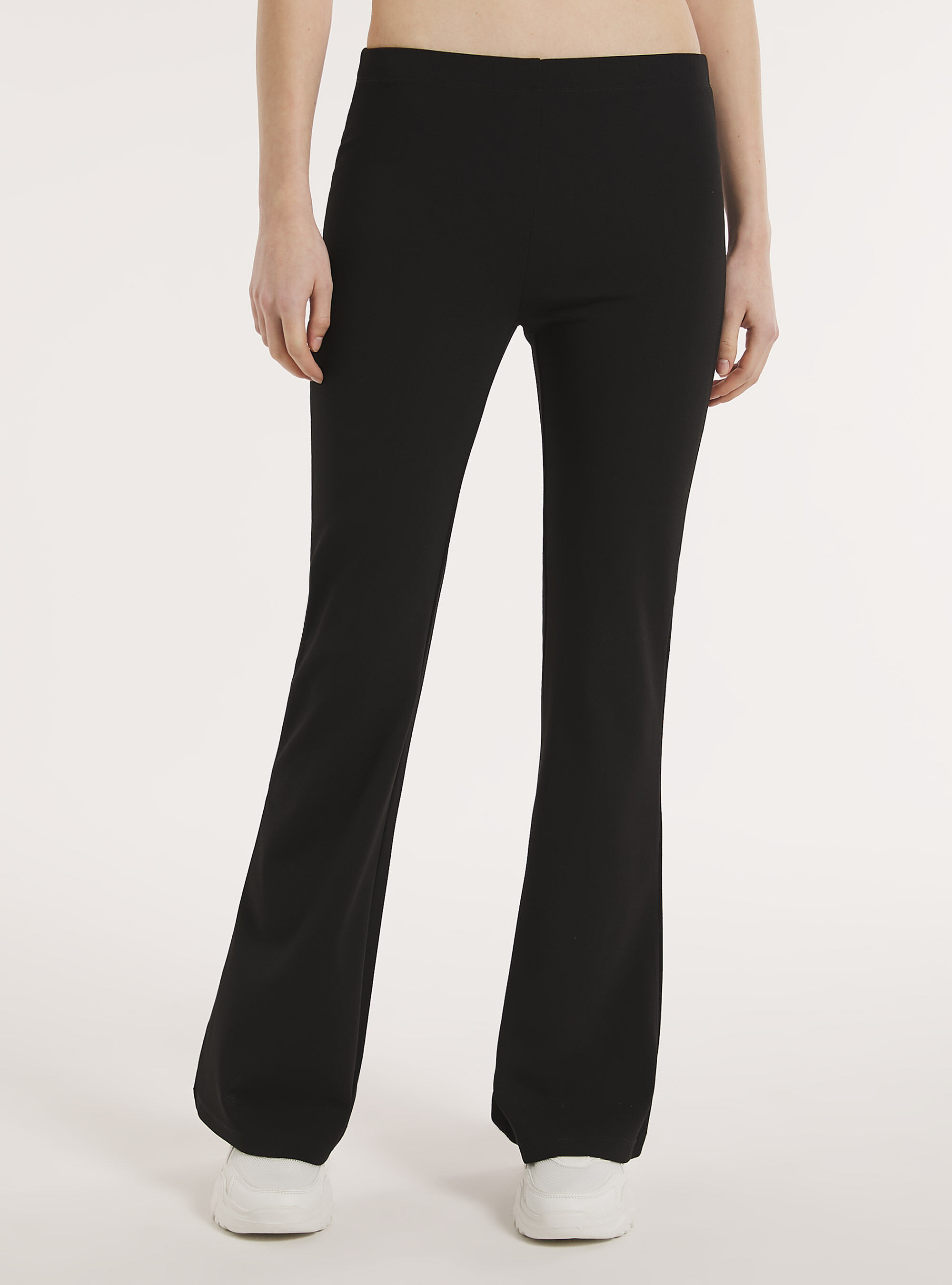 Flare trousers with elasticated waist, BK1 BLACK
