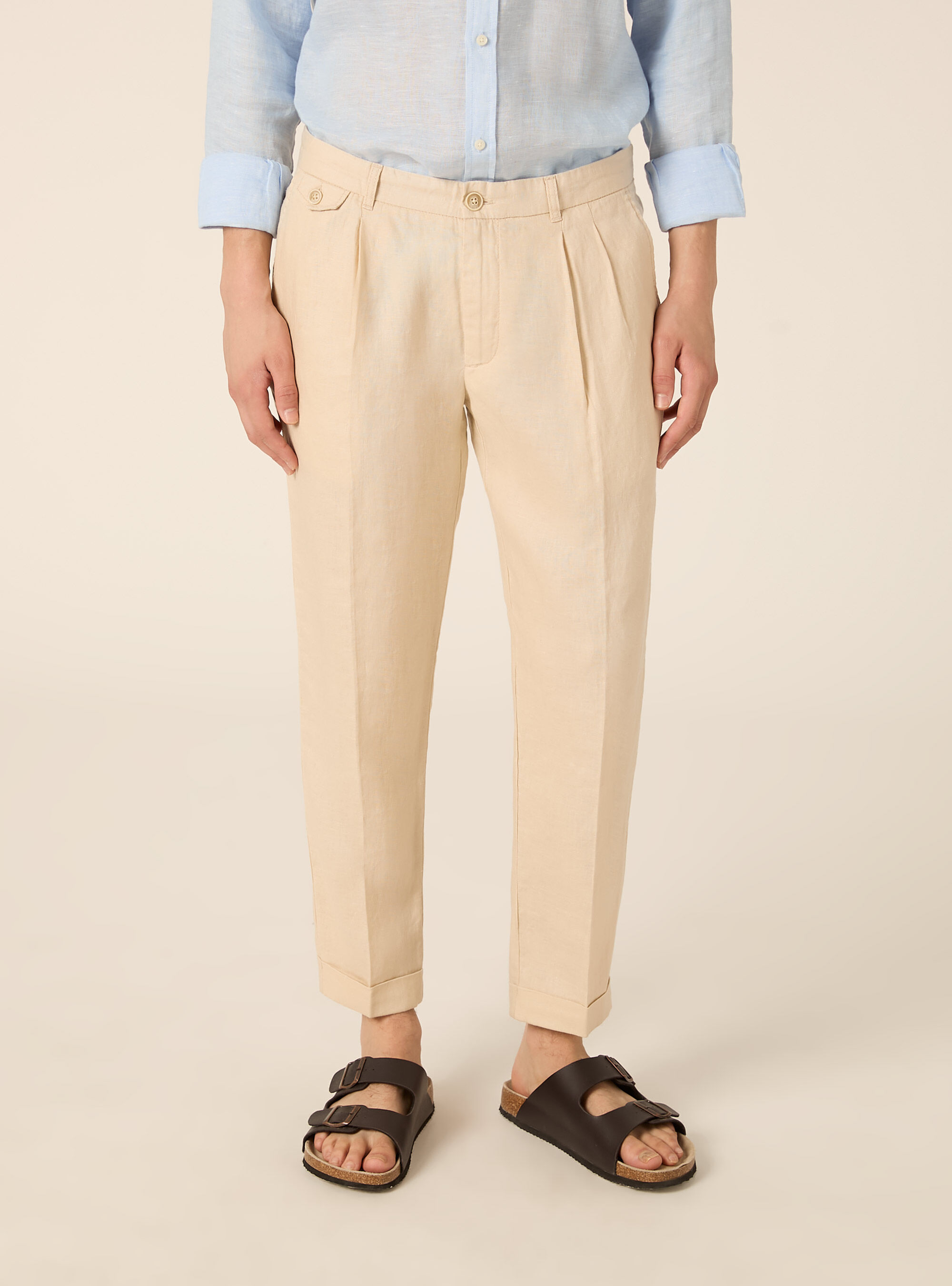 Chinos in lino, BG3 BEIGE LIGHT