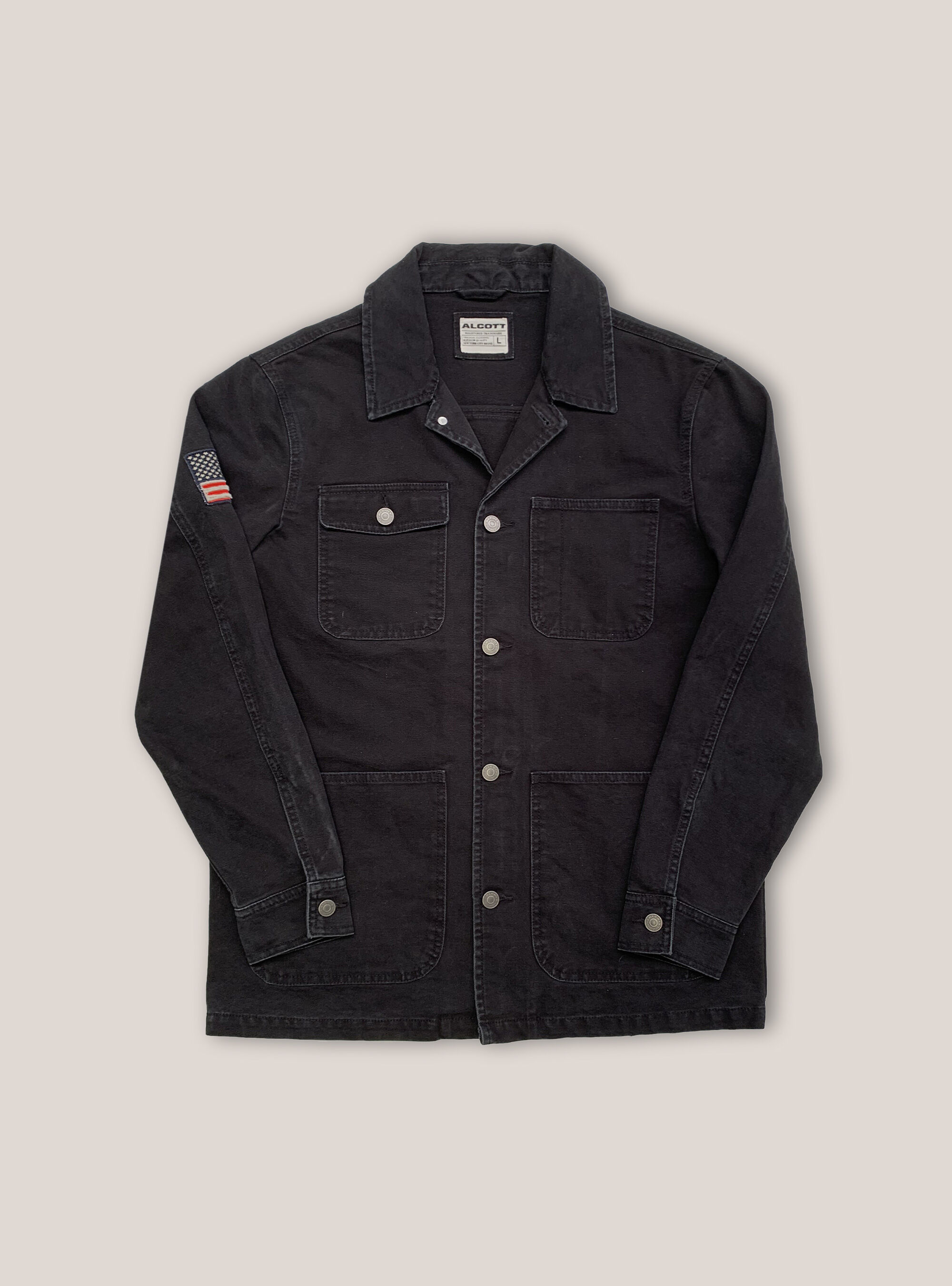 Canvas jacket with shirt collar, BLACK