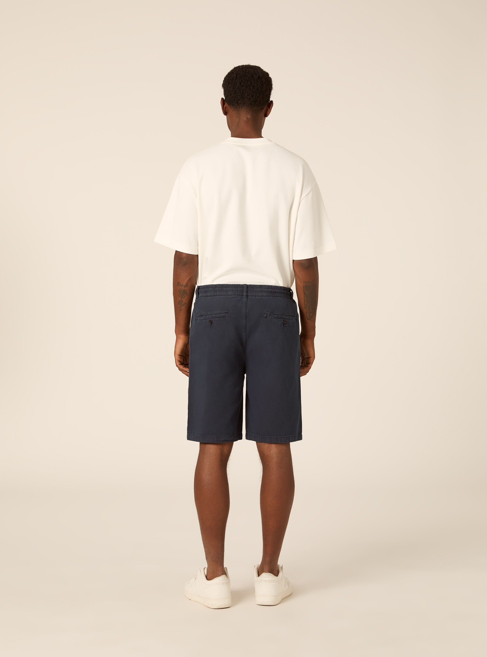 Pleated Baby Twill Drawstring Bermuda Shorts, NA2 NAVY MEDIUM