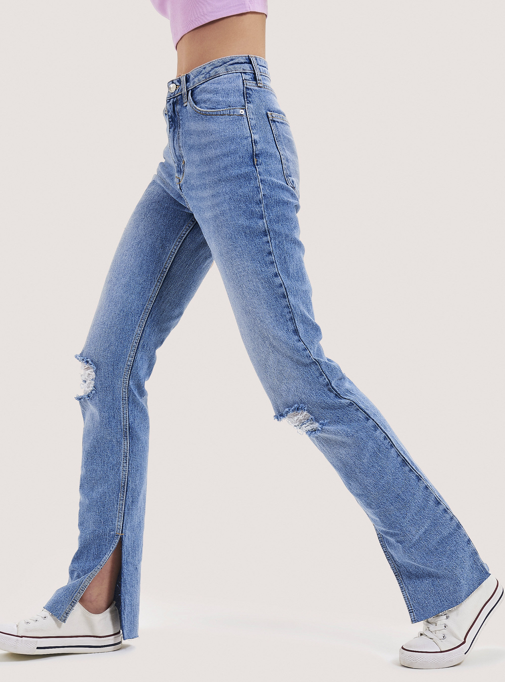 Flare jeans with side slits