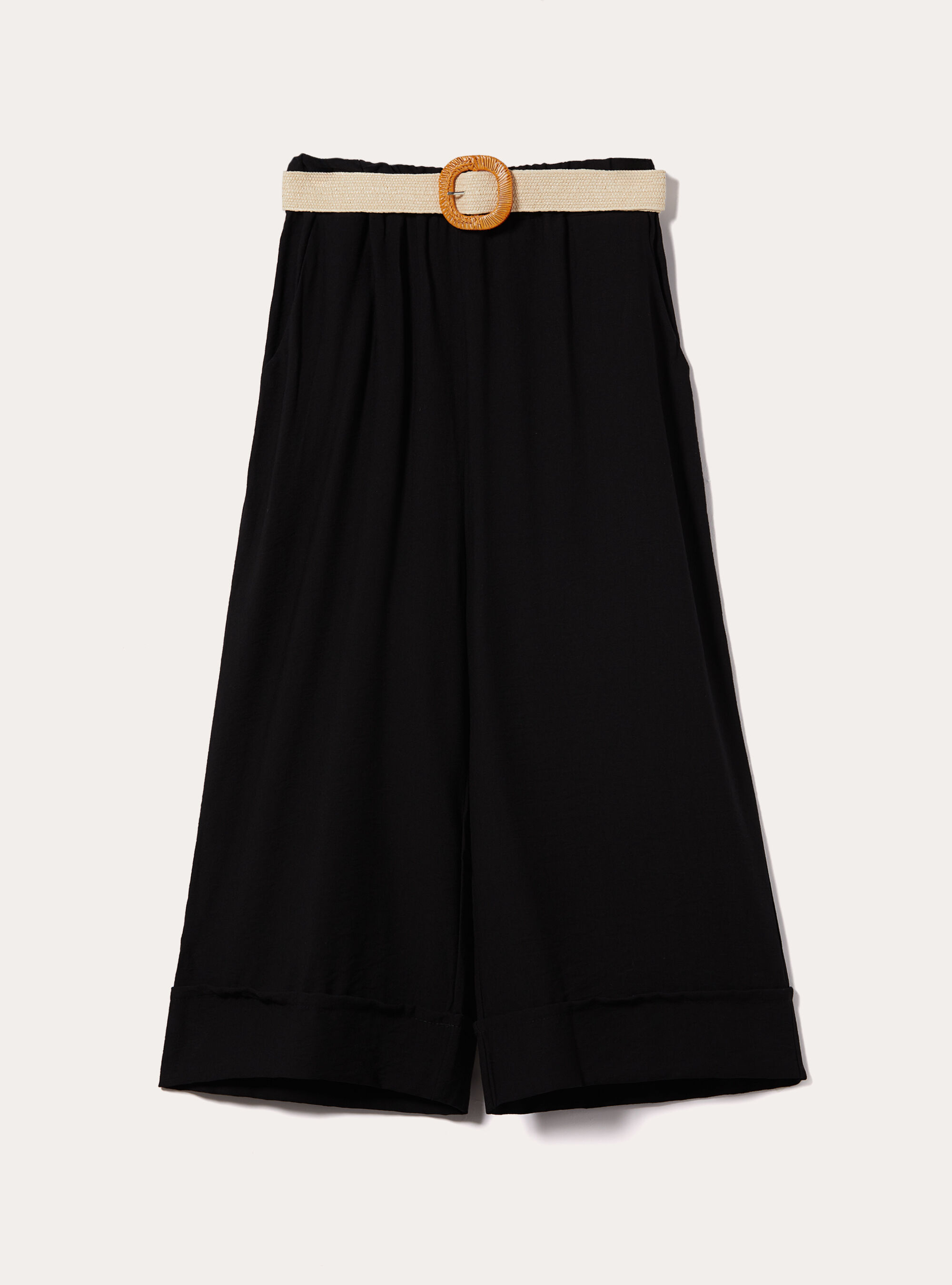 Lightweight trousers with belt, BK1 BLACK