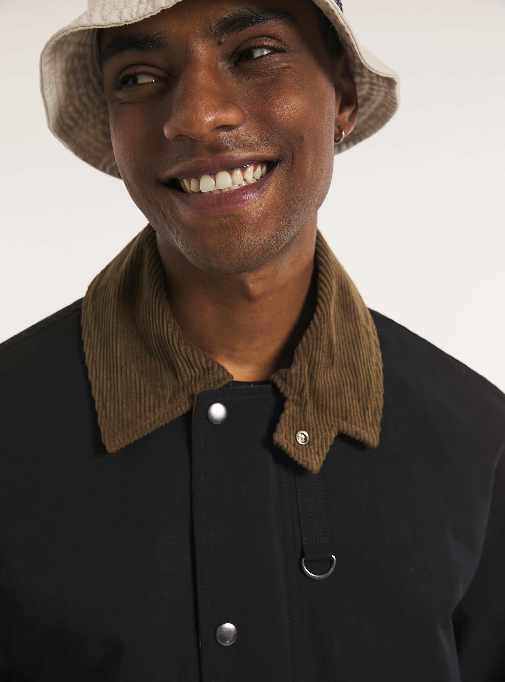 Canvas jacket with corduroy collar clearance