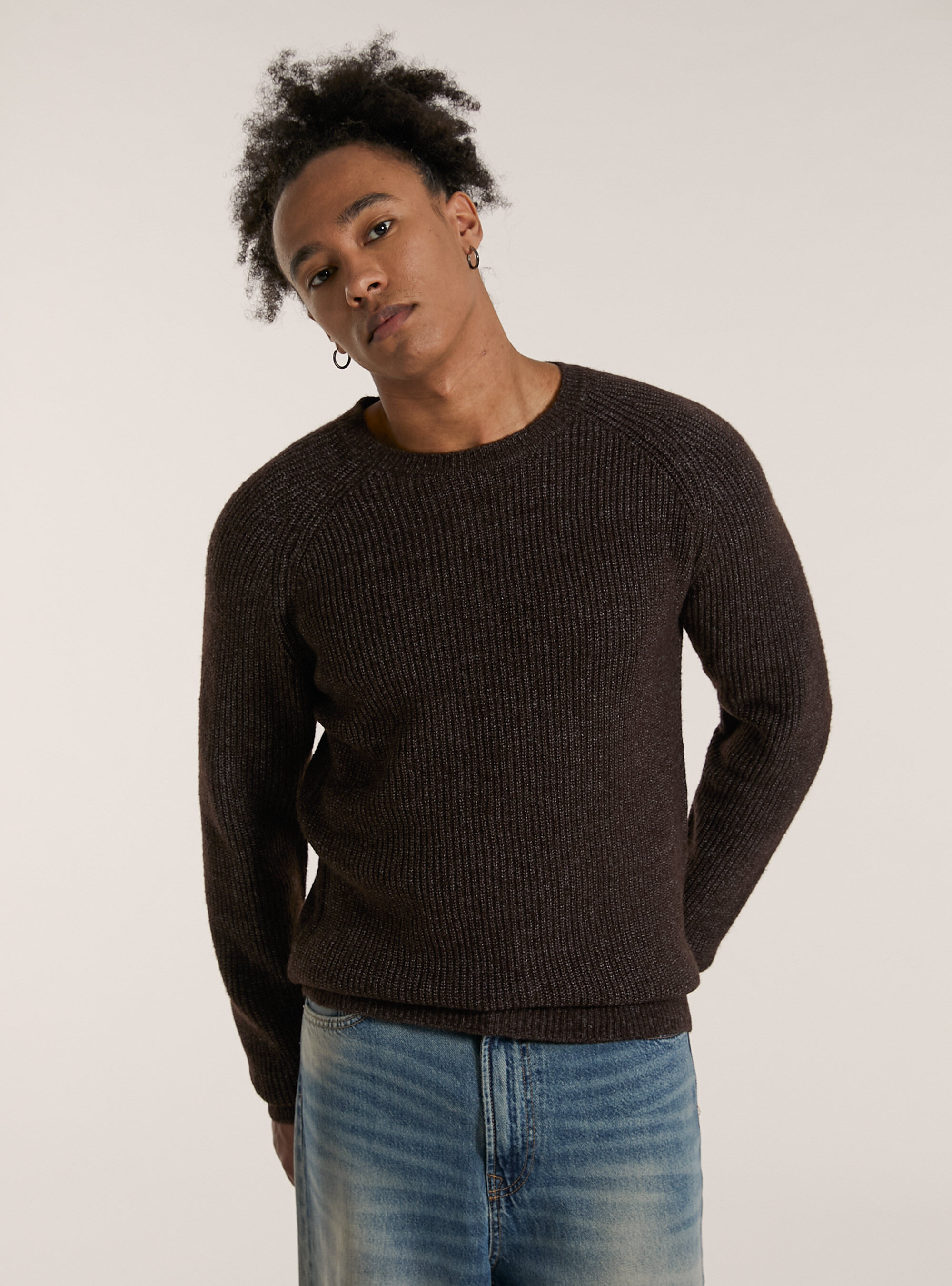 Pullover aus Wollmischung mit englischem Rippmuster